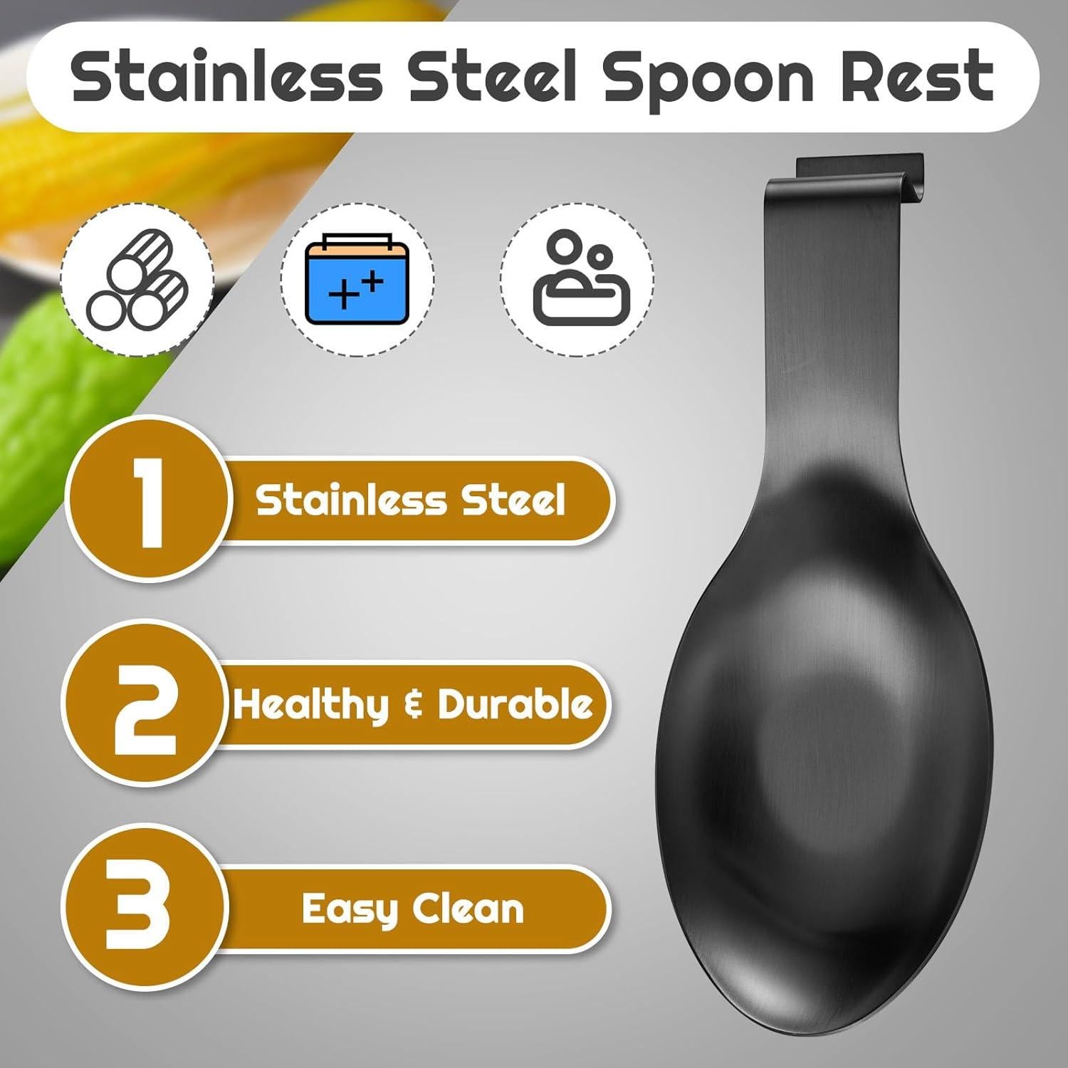 Soporte de Cuchara de Acero Inoxidable Nuanchu 6 Piezas Negro