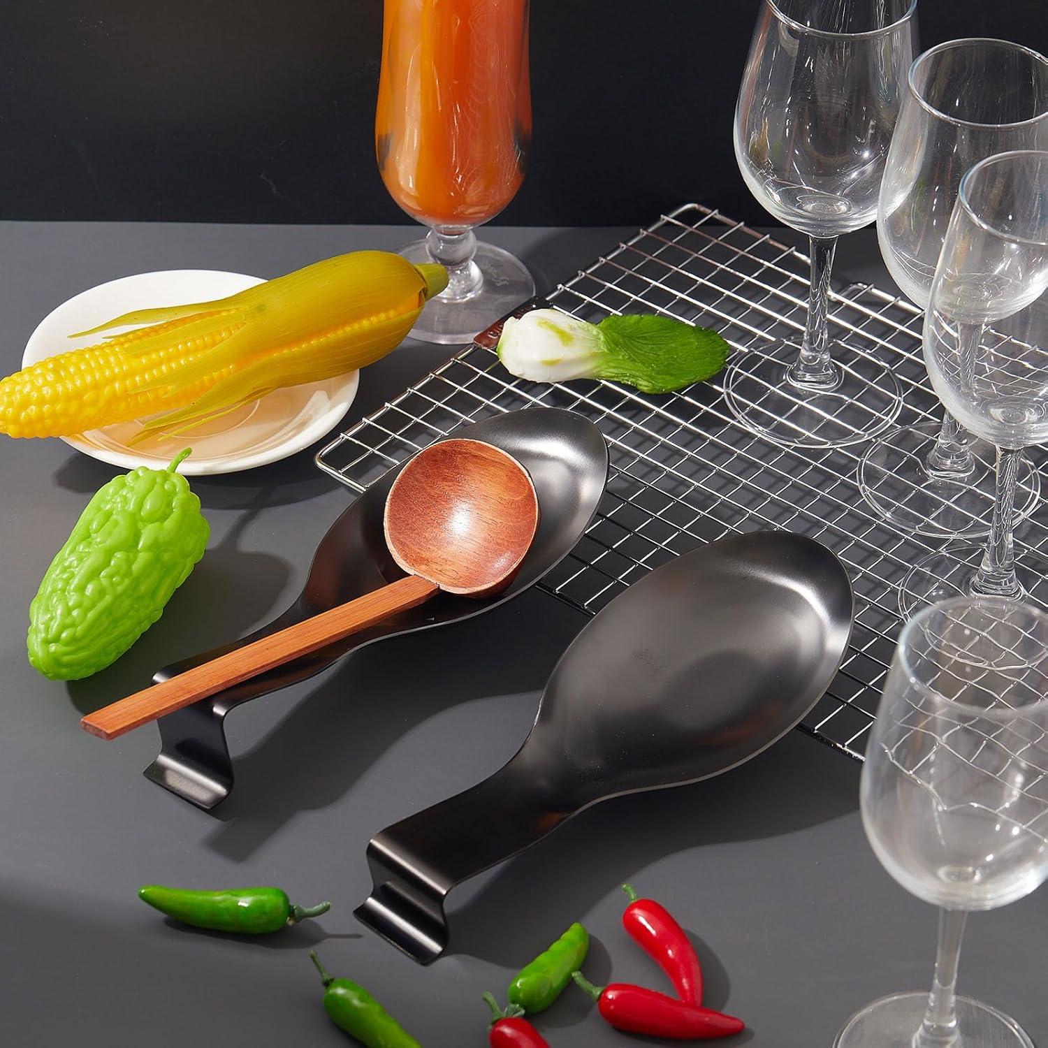 Soporte de Cuchara de Acero Inoxidable Nuanchu 6 Piezas Negro