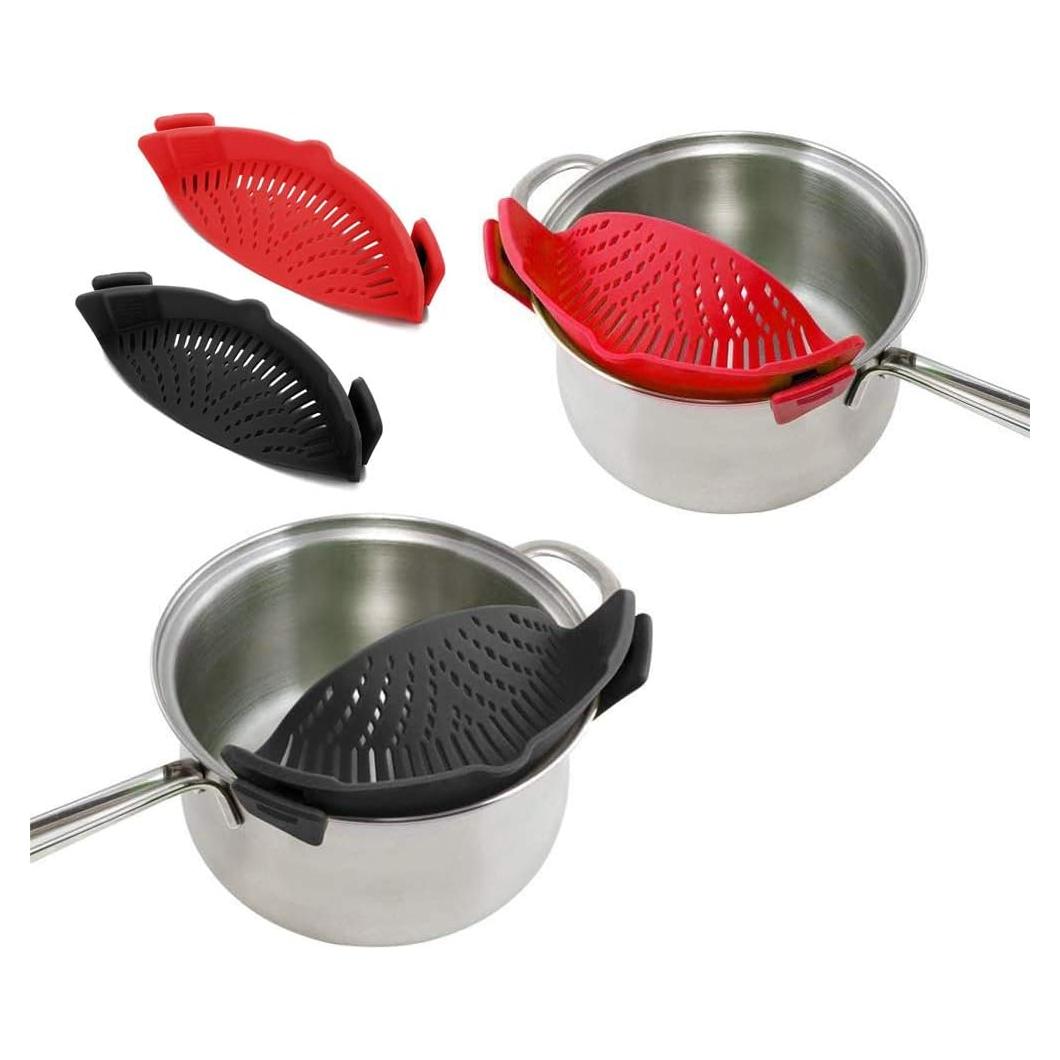 Coladores de Silicona WeTest 2 Piezas Clip para Sartenes