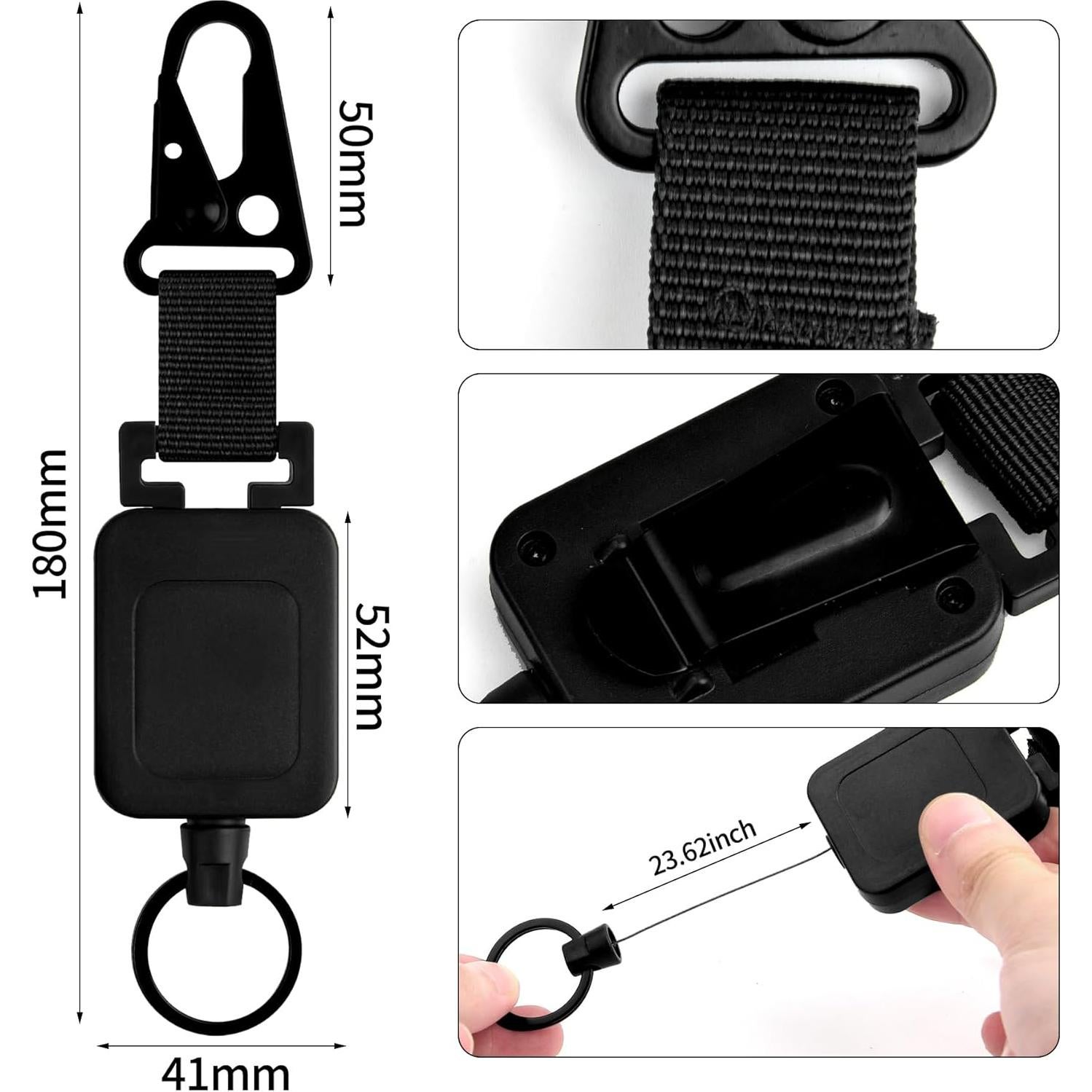 Porta Credenciales Retráctil HENYOUECS con Mosquetón - Paquete de 2