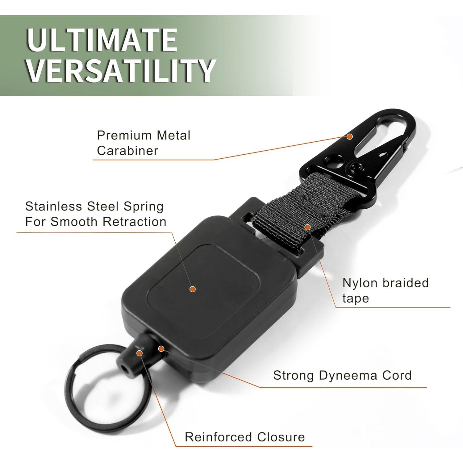 Porta Credenciales Retráctil HENYOUECS con Mosquetón - Paquete de 2