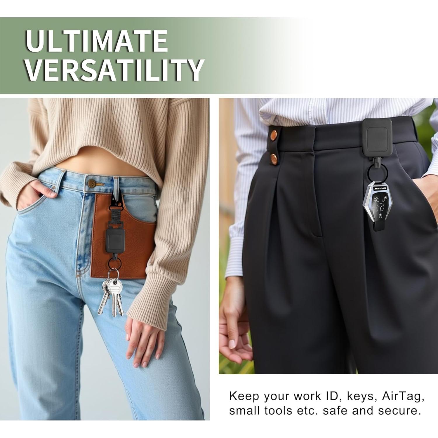 Porta Credenciales Retráctil HENYOUECS con Mosquetón - Paquete de 2