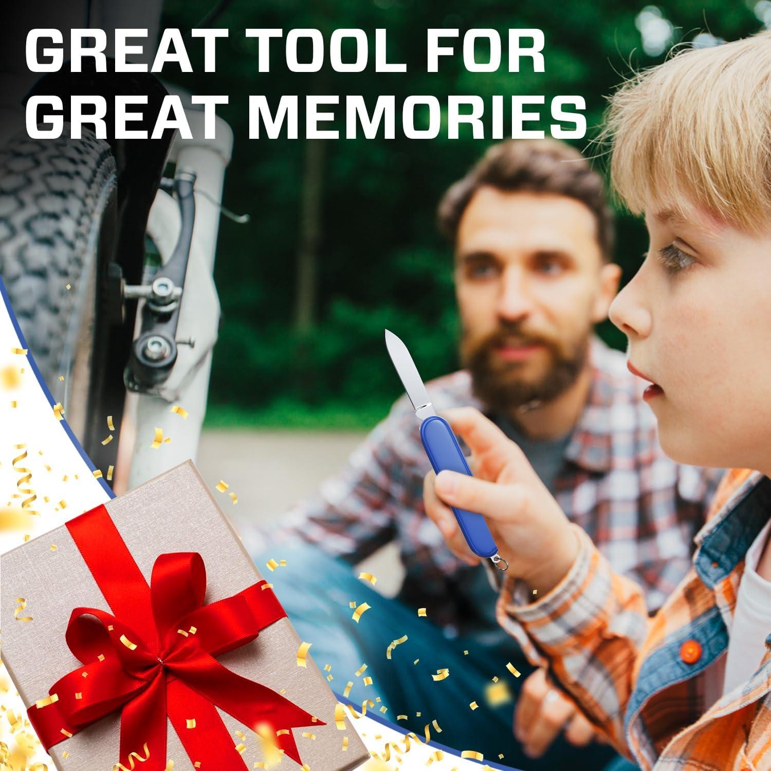 Cuchillo de Bolsillo 6 en 1 Buen Trabajador - Mini Multiherramienta Azul