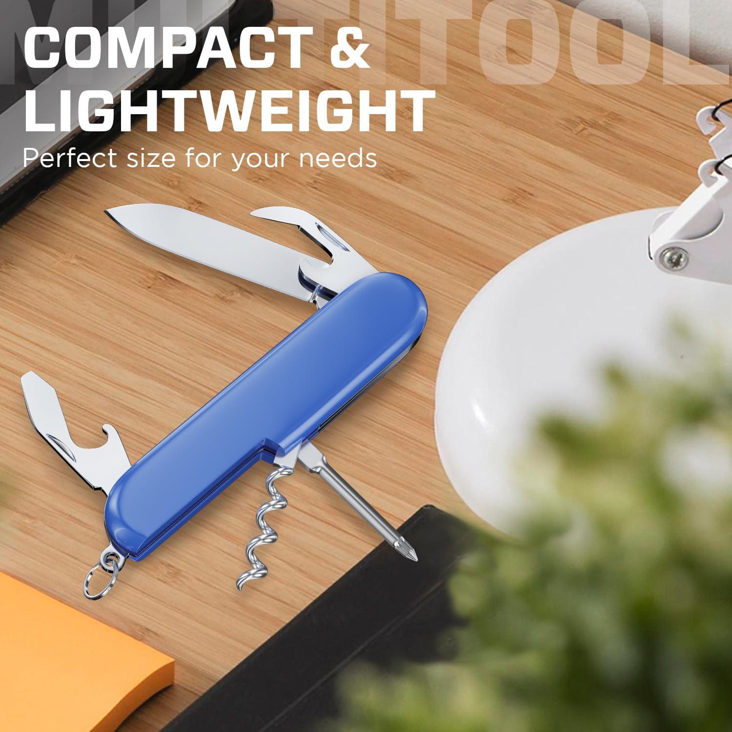 Cuchillo de Bolsillo 6 en 1 Buen Trabajador - Mini Multiherramienta Azul