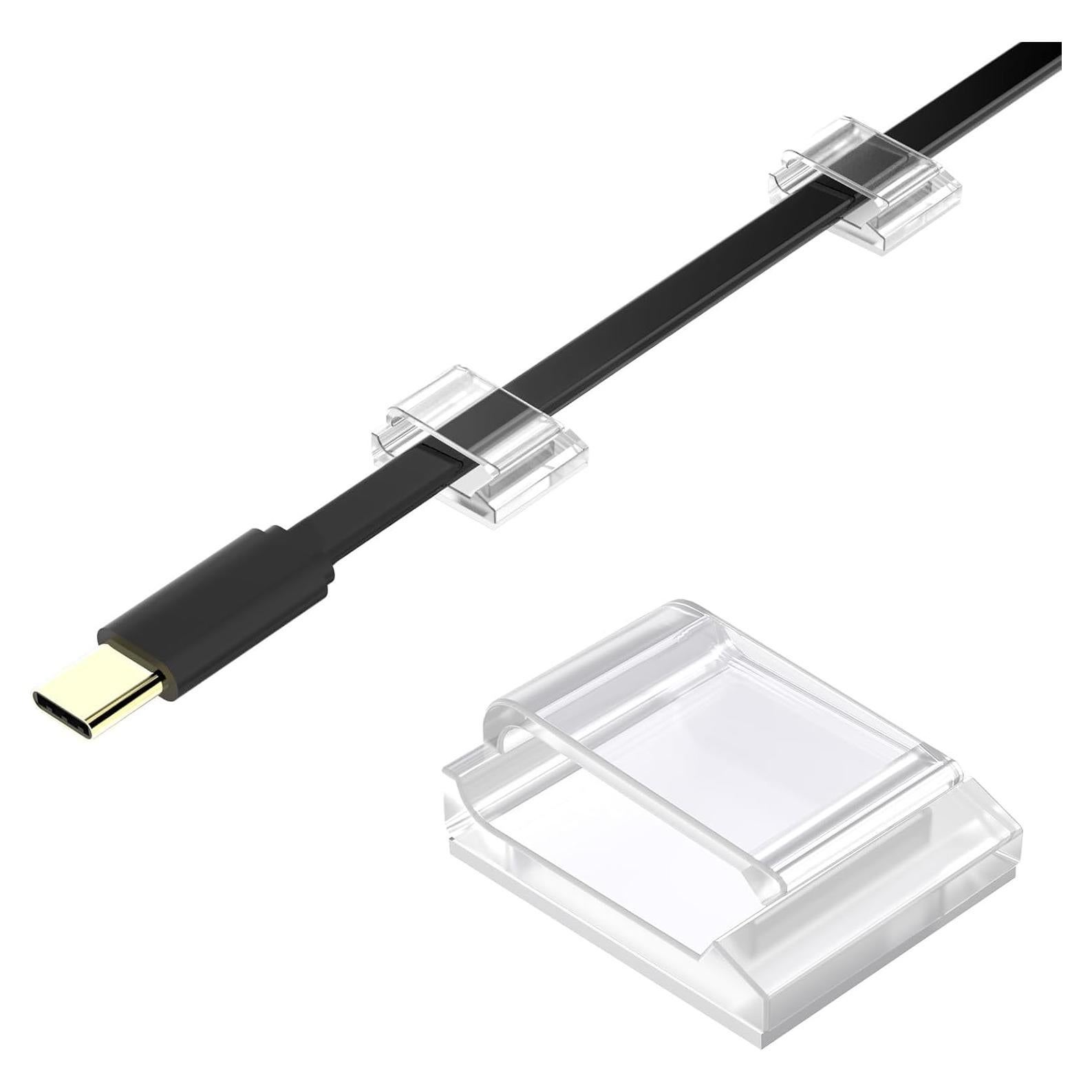 Clips Adhesivos para Cables AGPTEK 60 PCS Transparente