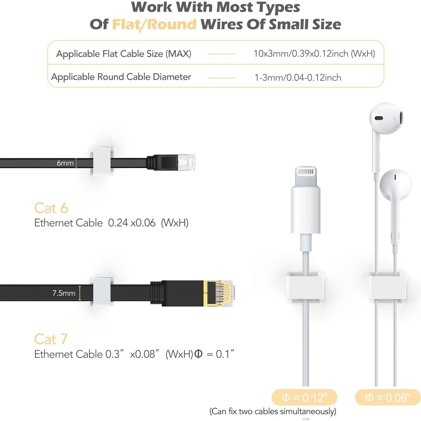 Clips Adhesivos para Cables AGPTEK 60 PCS Transparente