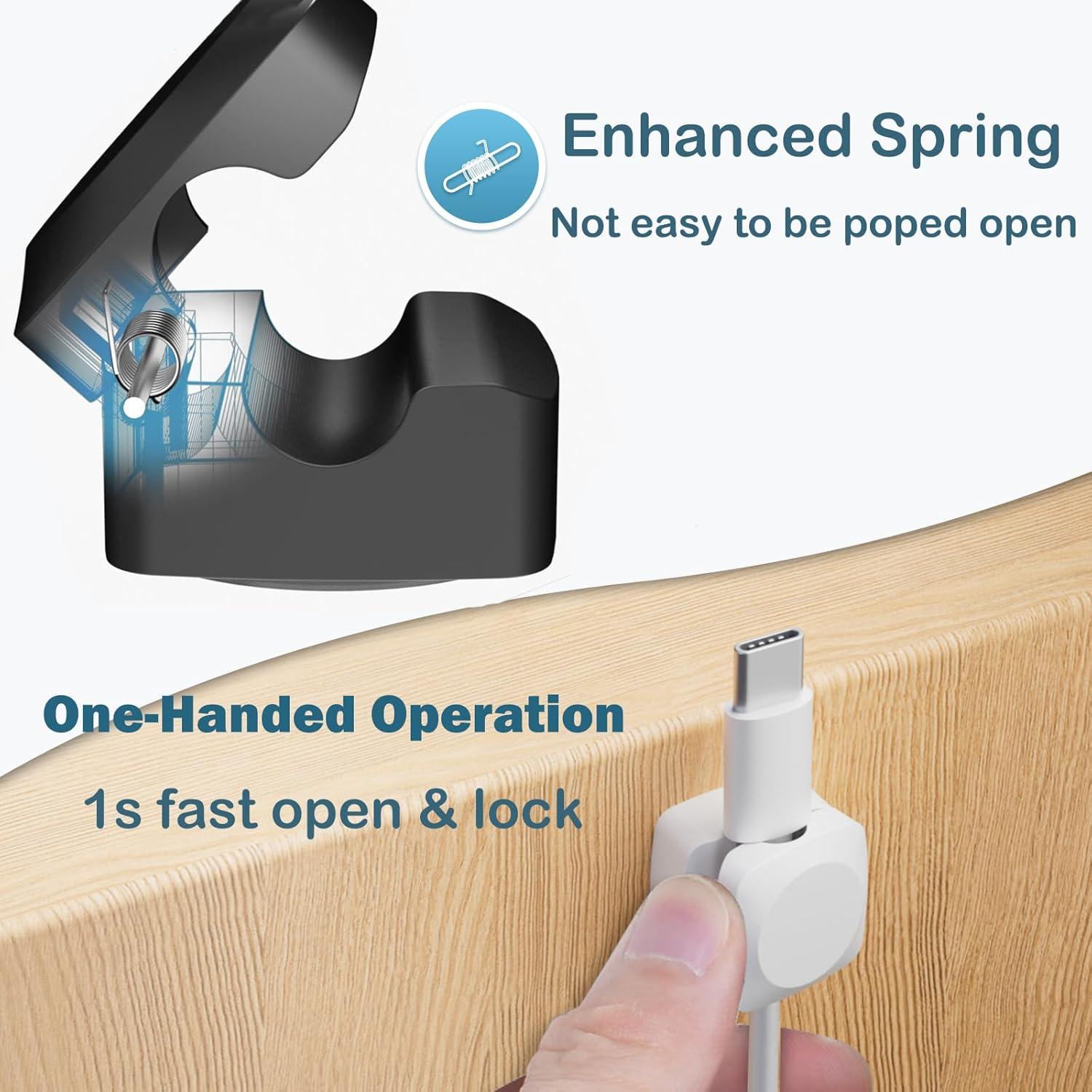 Organizador de Cables Adhesivo Lancord 8 Clips Rotativos Negro