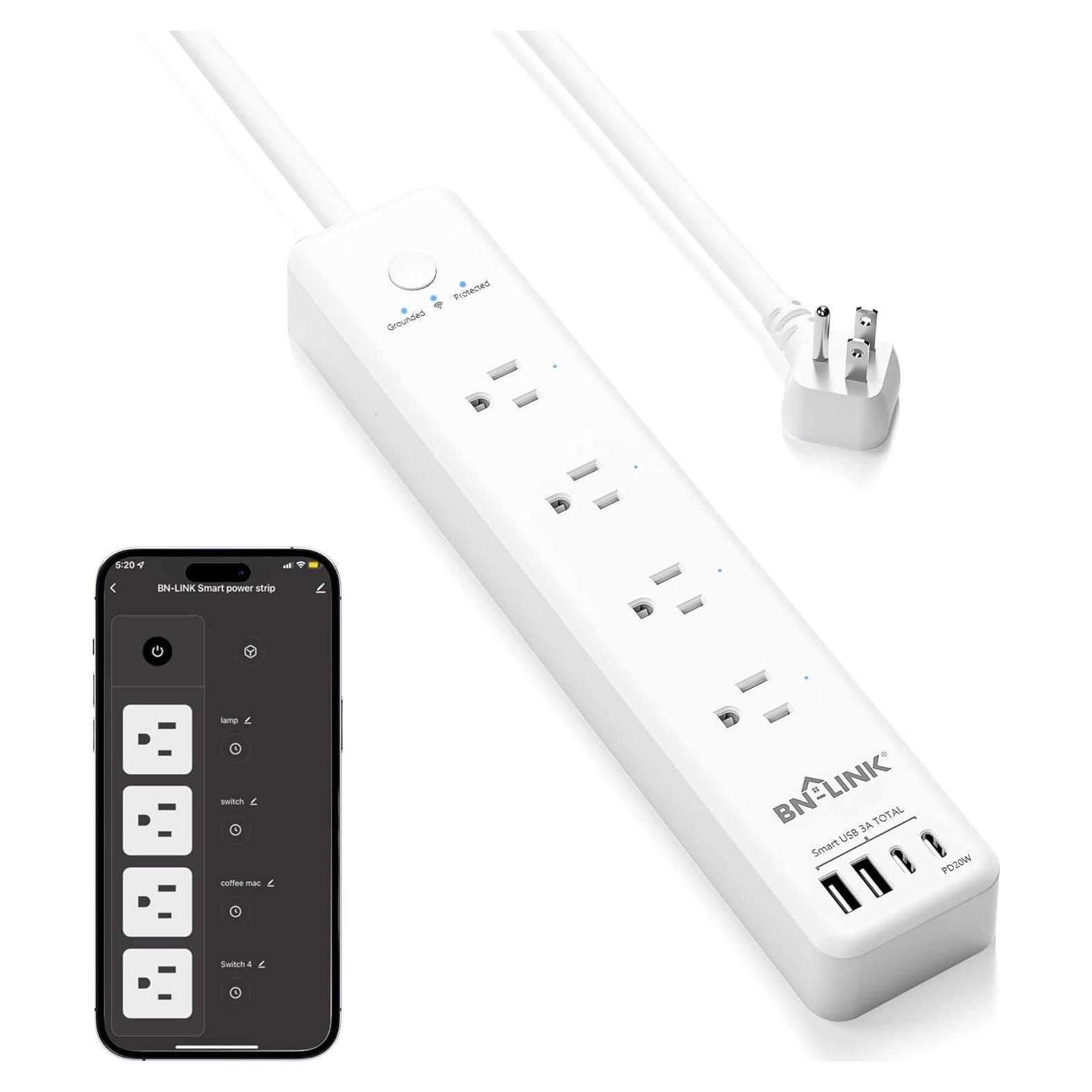 Regleta Inteligente BN-LINK 4 Tomas + 4 USB Carga Rápida