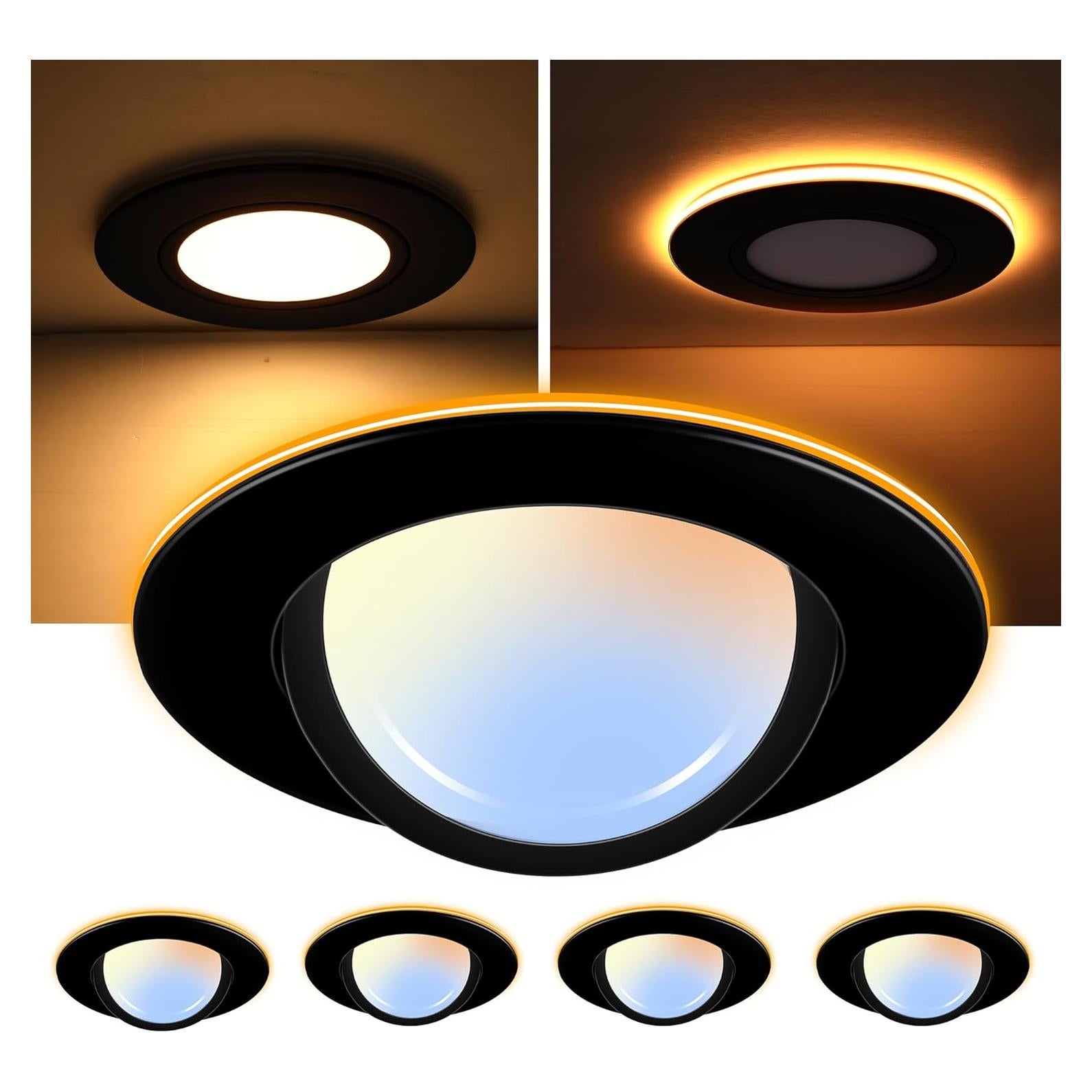 Luz LED Empotrada CLOUDY BAY 12W 5CCT Regulable Negro 4 Pack