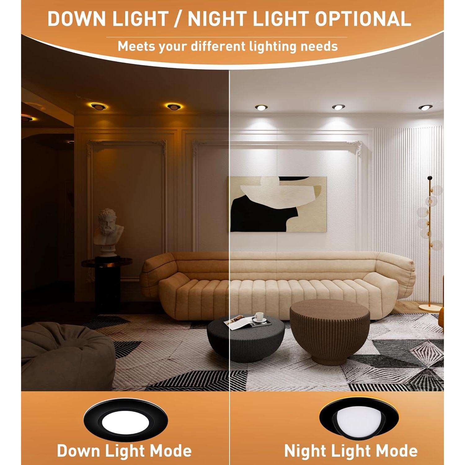 Luz LED Empotrada CLOUDY BAY 12W 5CCT Regulable Negro 4 Pack