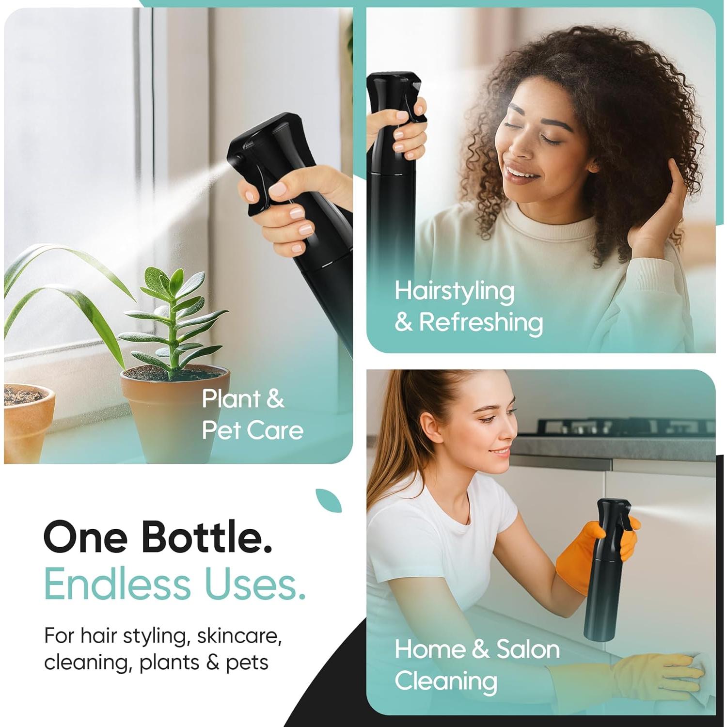 Botella de Spray Neblina Continua Aquableu 295ml Negra