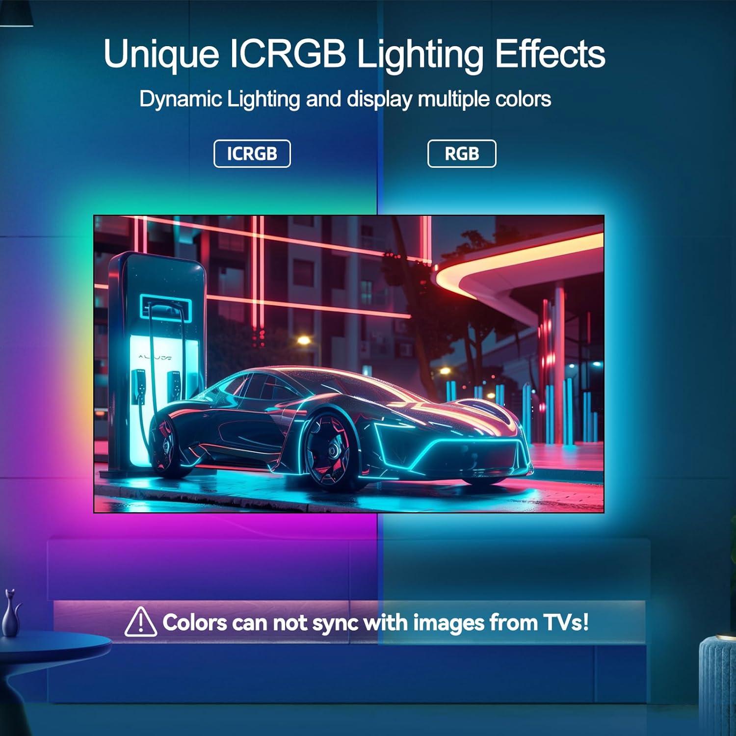 Fondo de luz LED DTQJ 5m RGBIC para TV 55-70" con APP