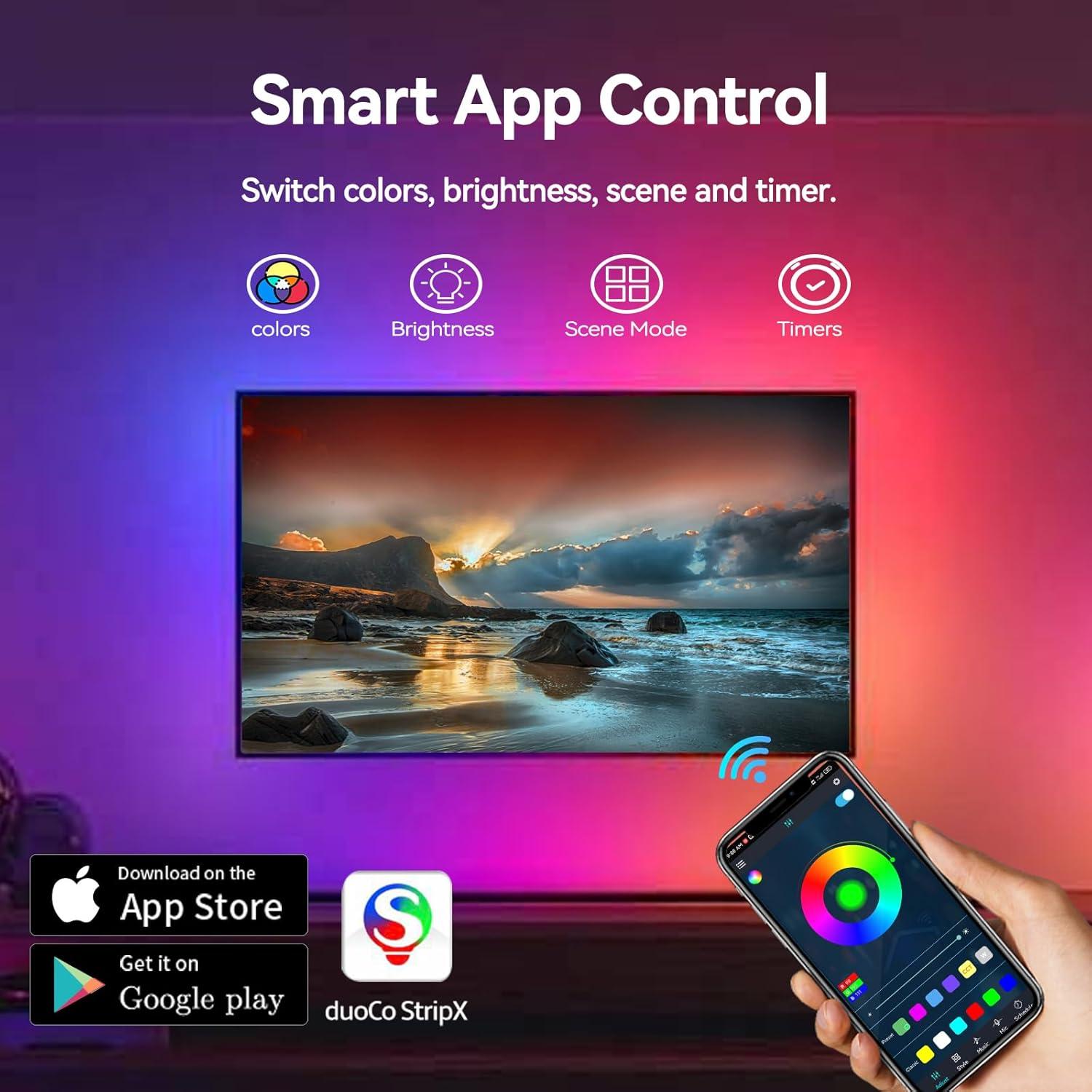 Fondo de luz LED DTQJ 5m RGBIC para TV 55-70" con APP