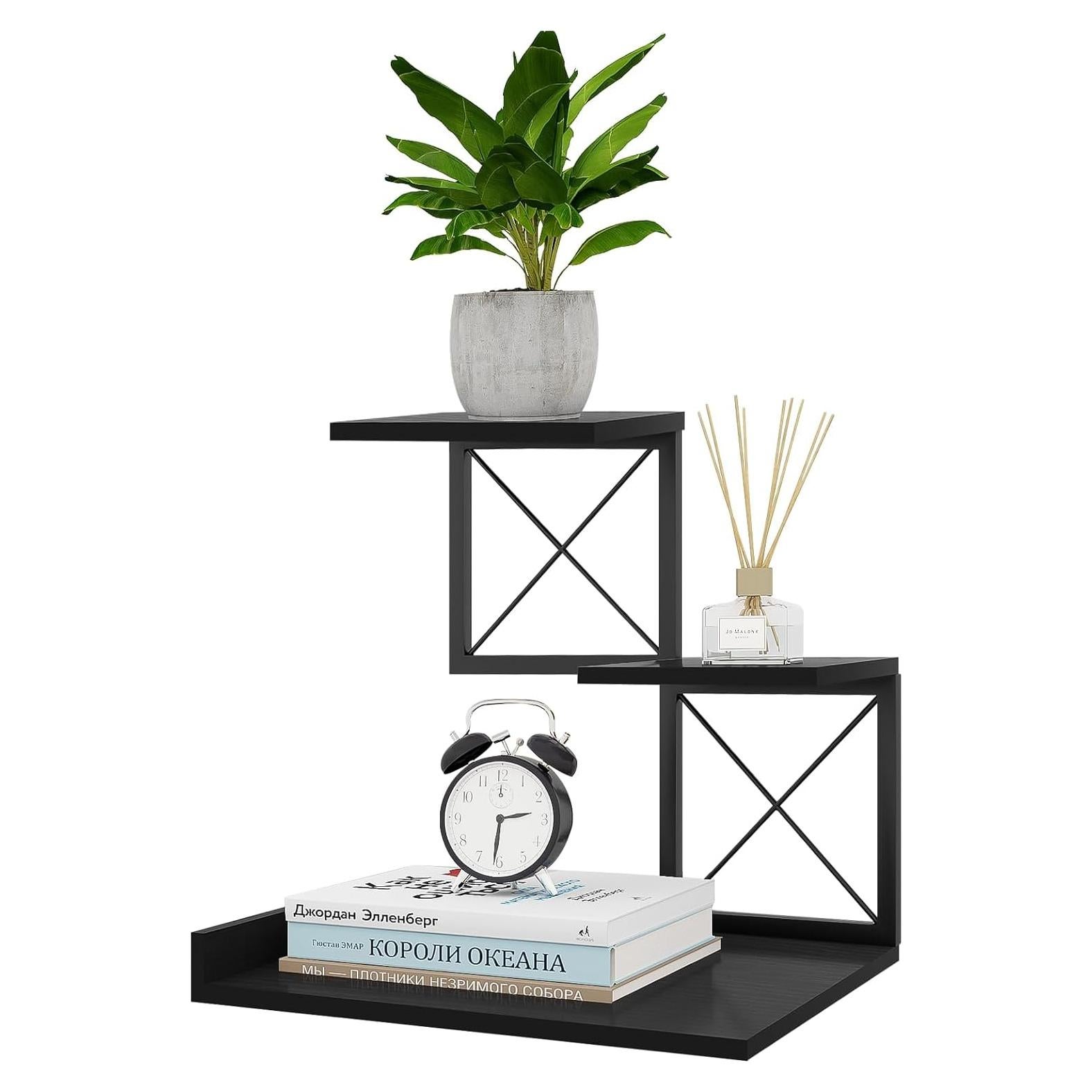 Estante de Escritorio ELITEROO Negro 3 Niveles Madera y Metal