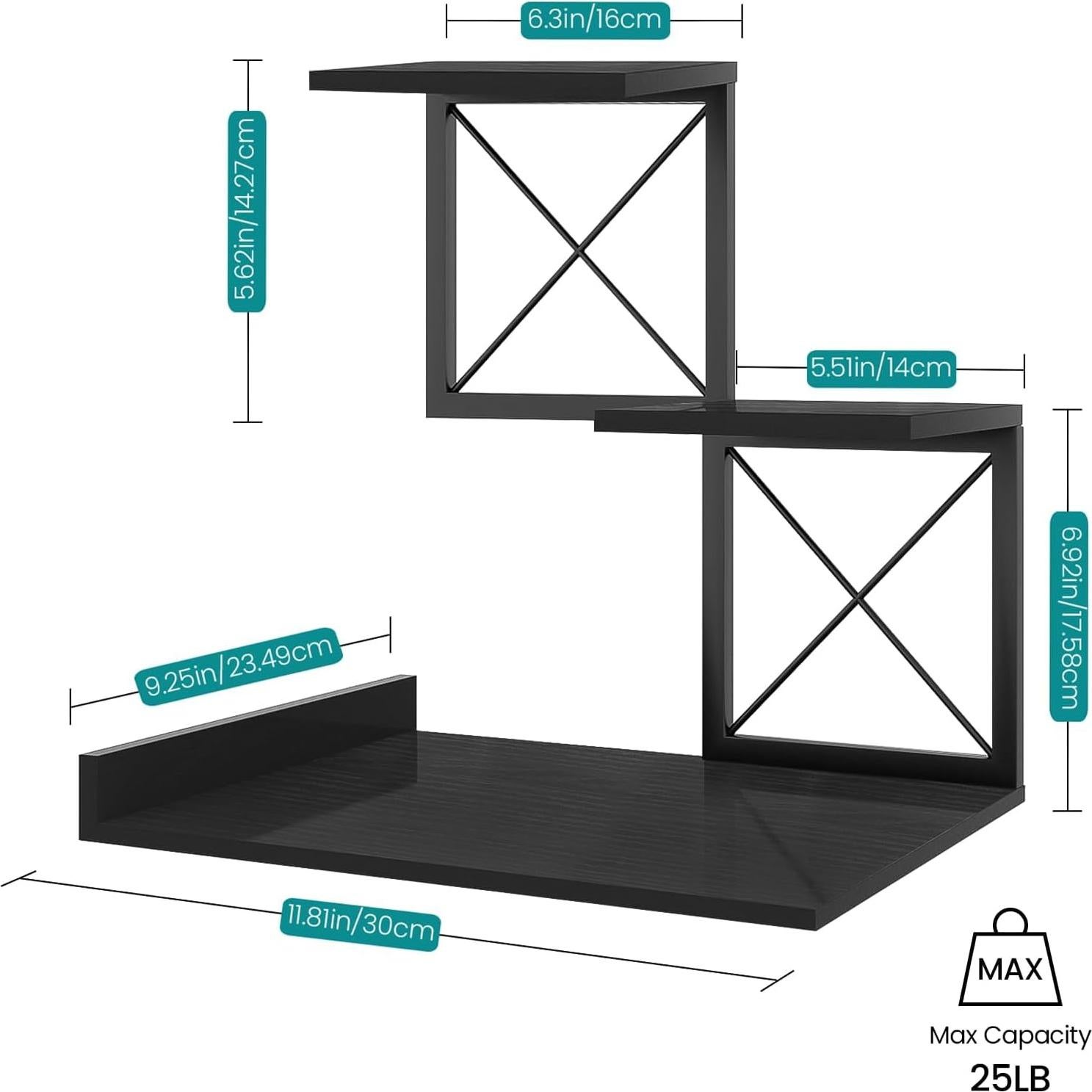 Estante de Escritorio ELITEROO Negro 3 Niveles Madera y Metal