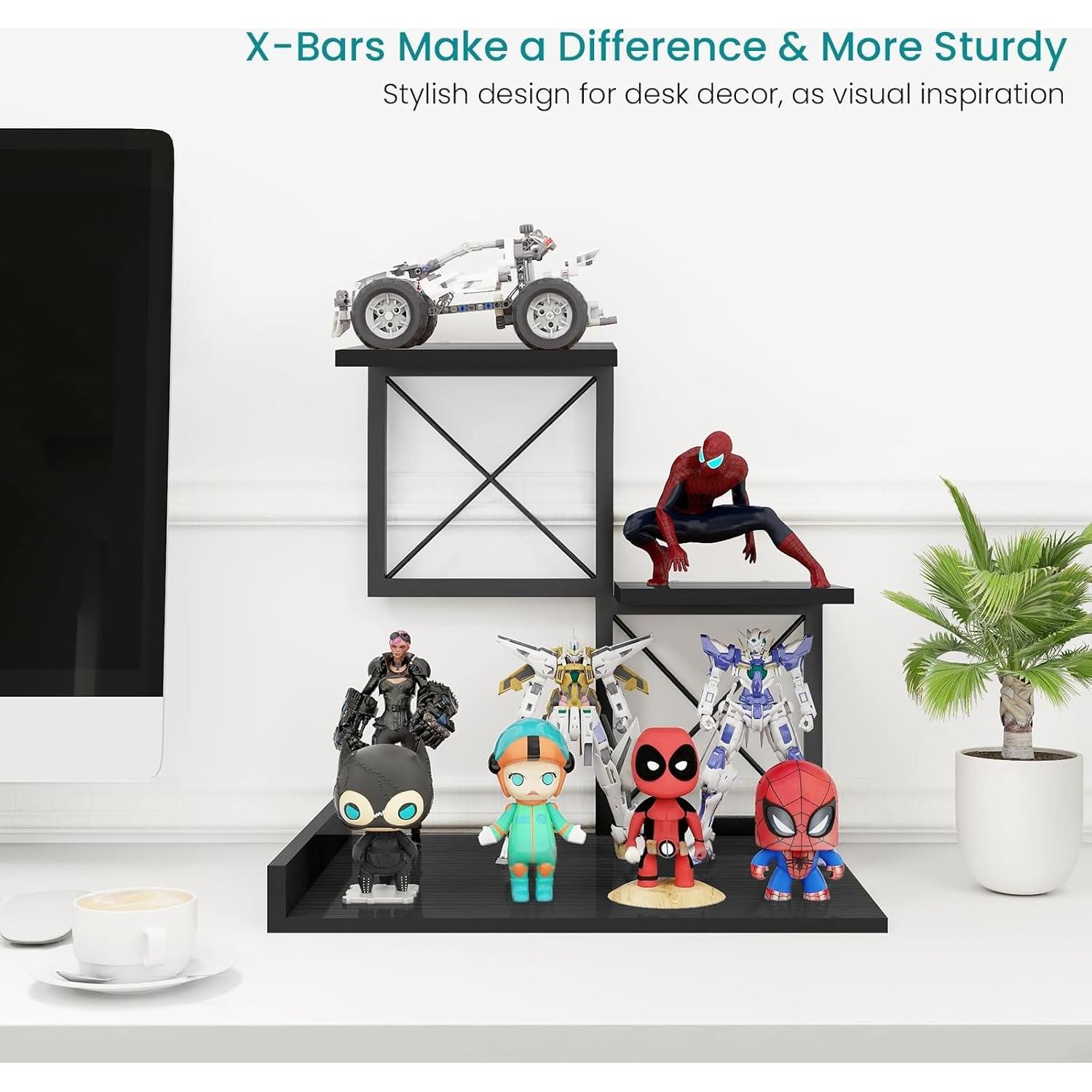 Estante de Escritorio ELITEROO Negro 3 Niveles Madera y Metal