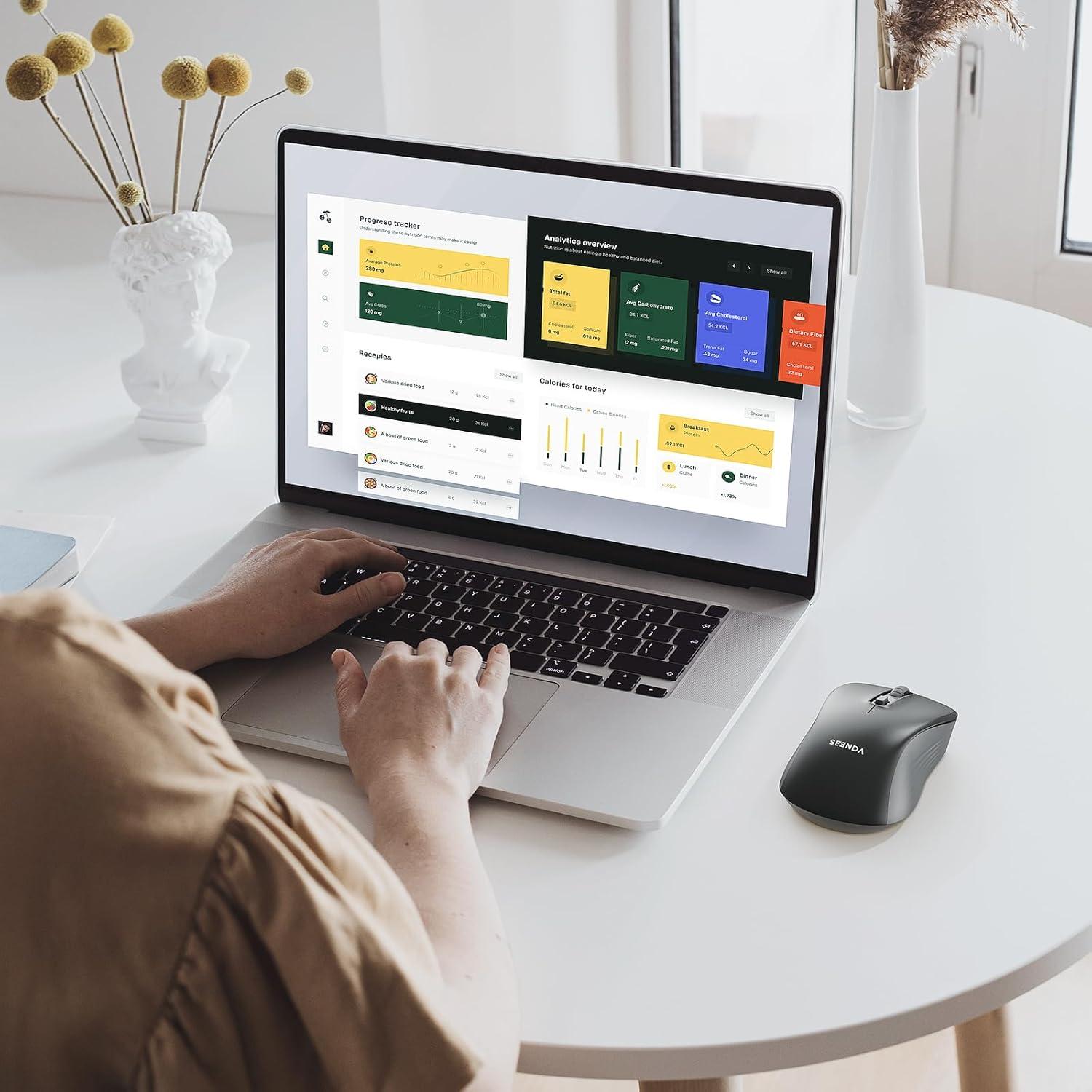 Ratón Inalámbrico Seenda Bluetooth y USB - Negro - DPI Ajustable