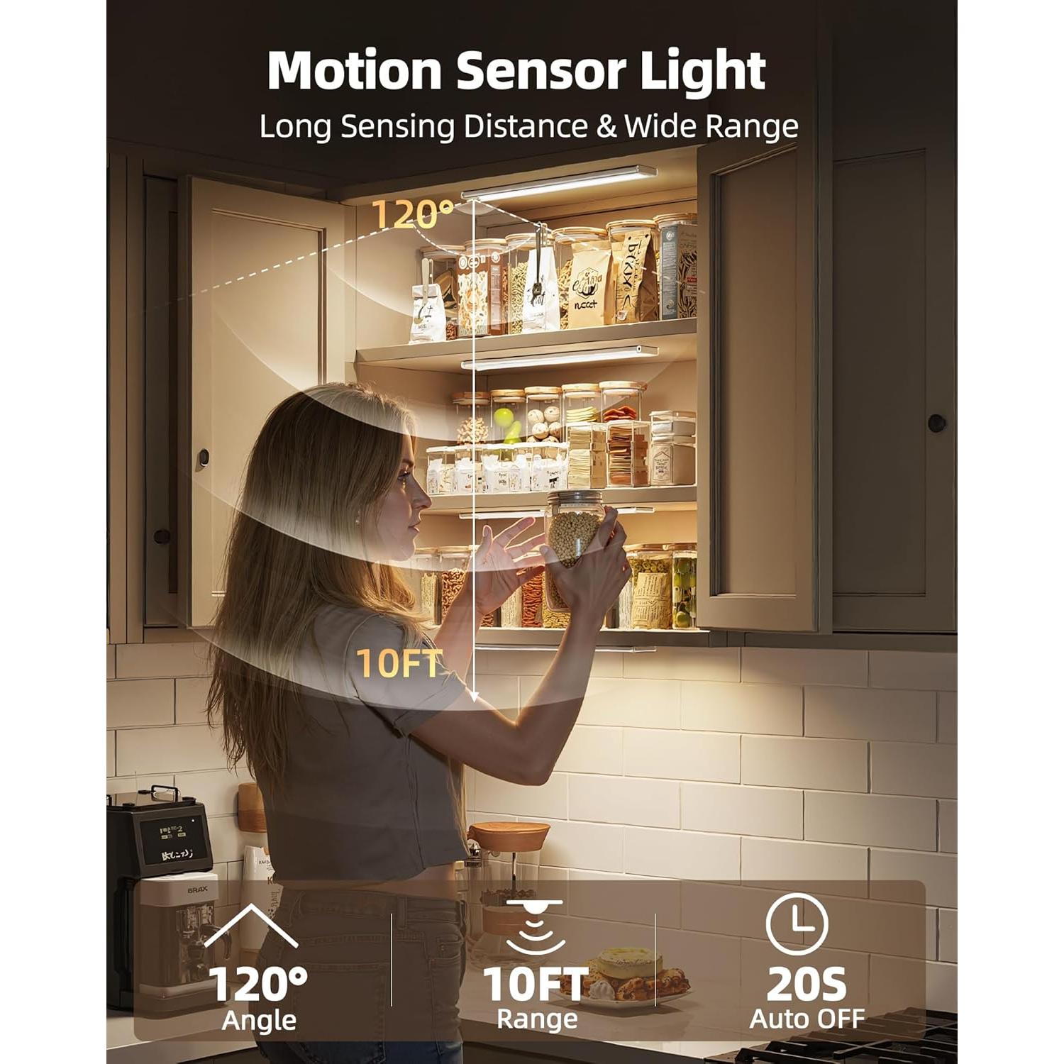 Luces LED Bajo Gabinete Inalámbricas AMETHEUS 20.32cm 3 Pcs