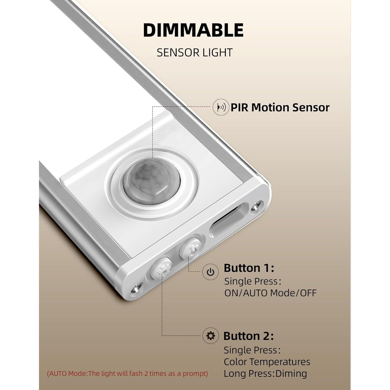 Luces LED Bajo Gabinete Inalámbricas AMETHEUS 20.32cm 3 Pcs