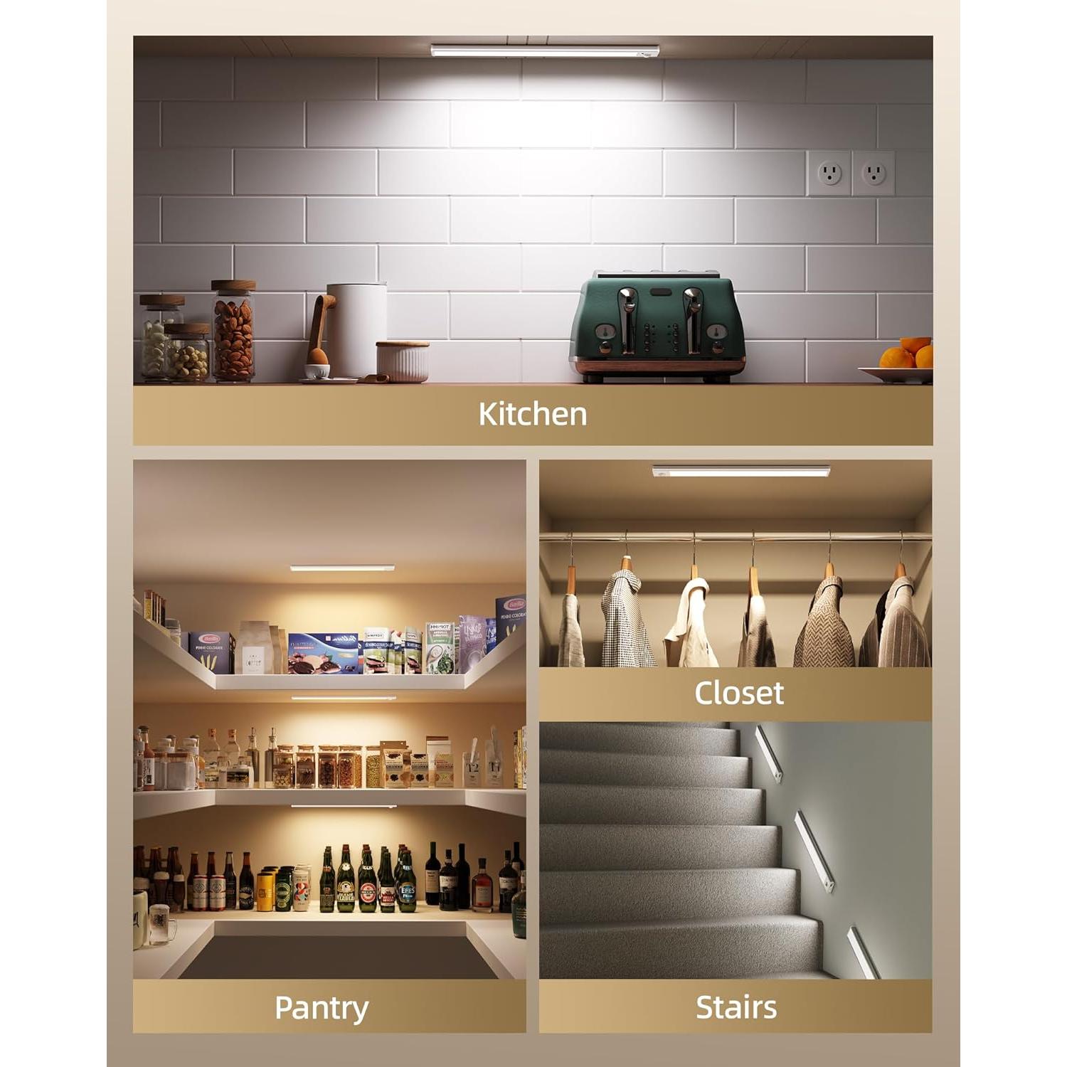 Luces LED Bajo Gabinete Inalámbricas AMETHEUS 20.32cm 3 Pcs