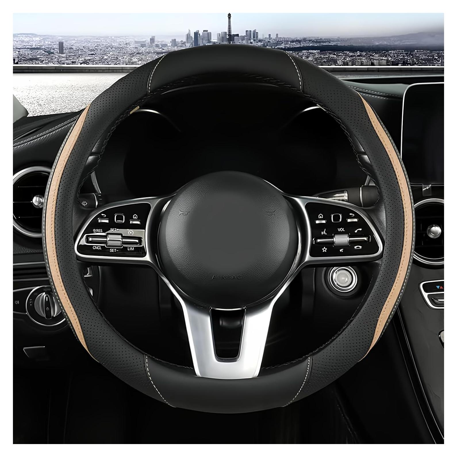 Funda de Volante Universal SZTTSWAMP Microfibra Beige 37-38 cm