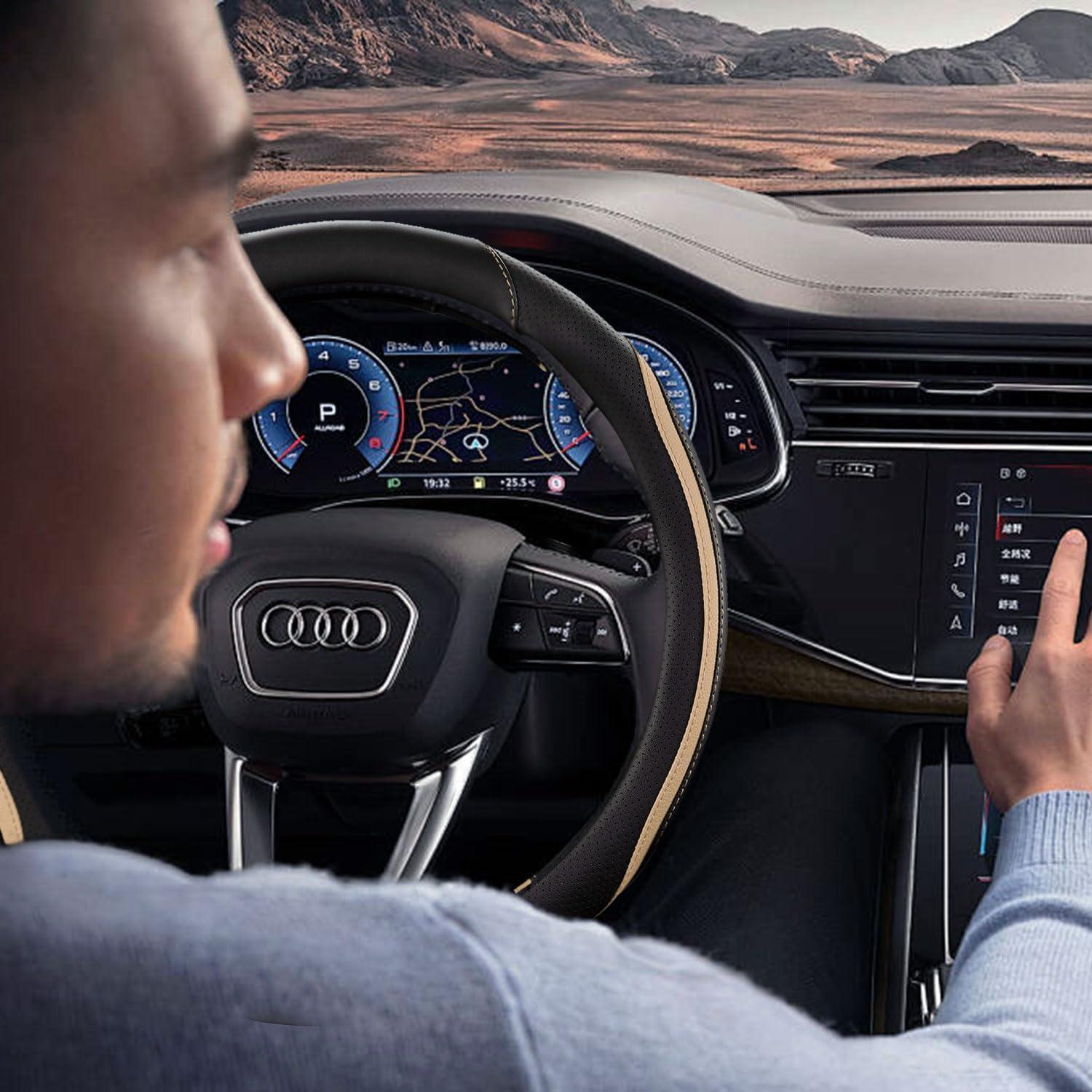 Funda de Volante Universal SZTTSWAMP Microfibra Beige 37-38 cm