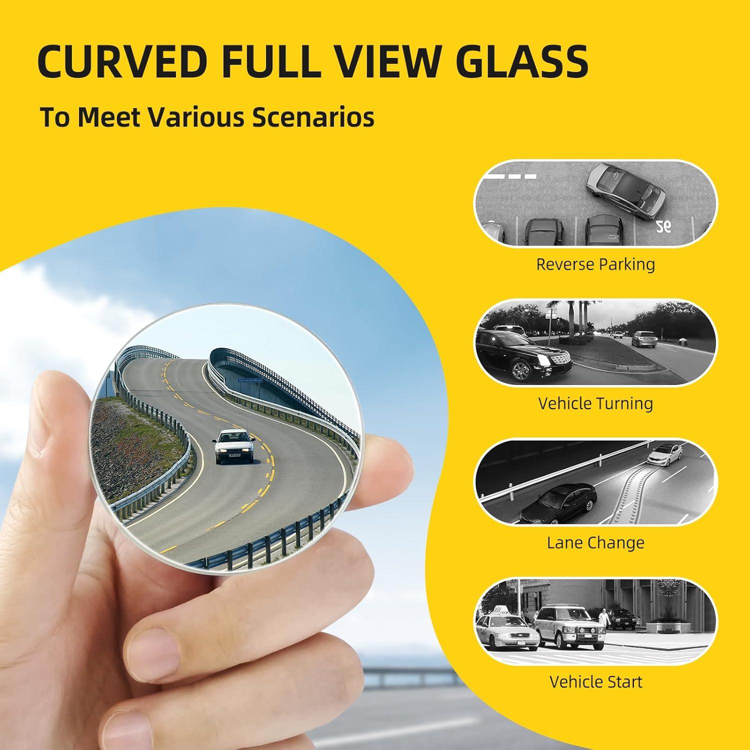 Espejo de Punto Ciego Aenfaiy Redondo 5.08 cm Ajustable - Paquete de 2