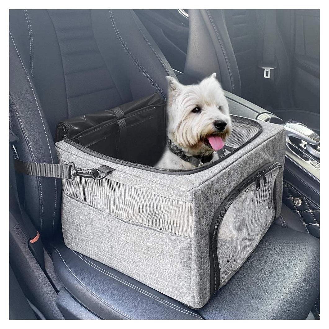 Asiento de Coche para Perros SlowTon Gris, 38x33x23cm, hasta 6.8kg