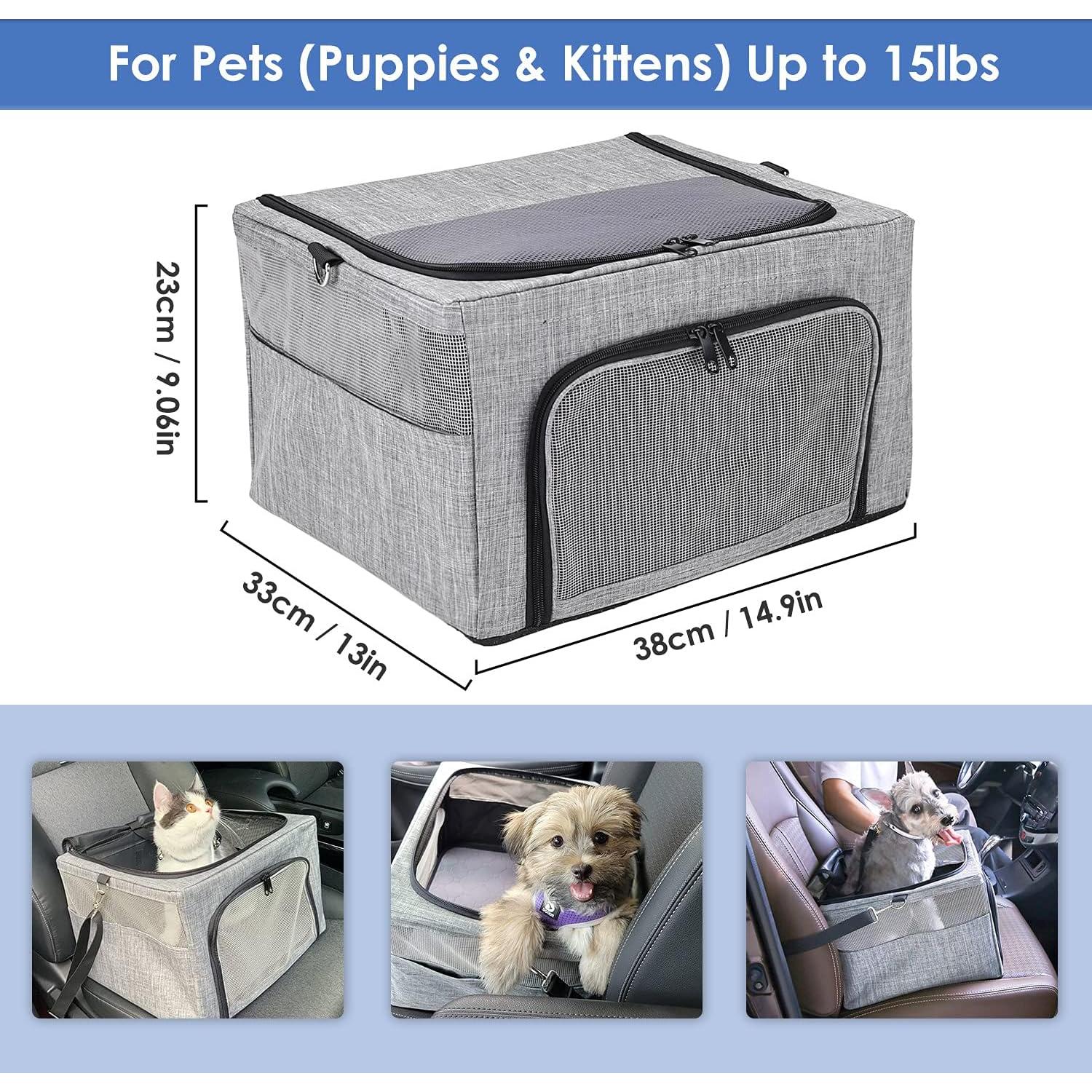 Asiento de Coche para Perros SlowTon Gris, 38x33x23cm, hasta 6.8kg