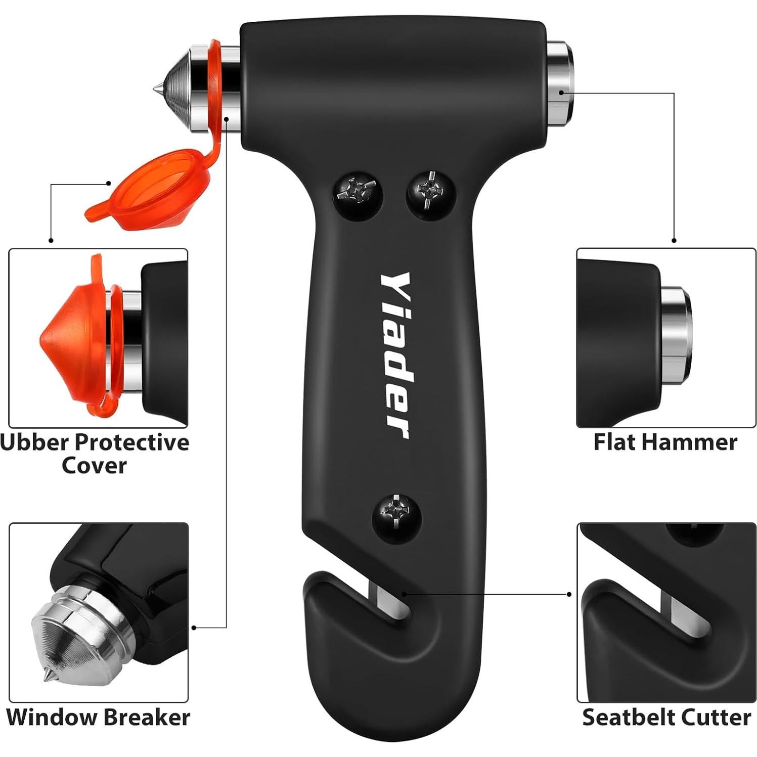 Rompe Ventanas de Auto Yiader AQCMS+DS 3 en 1 Negro Plata