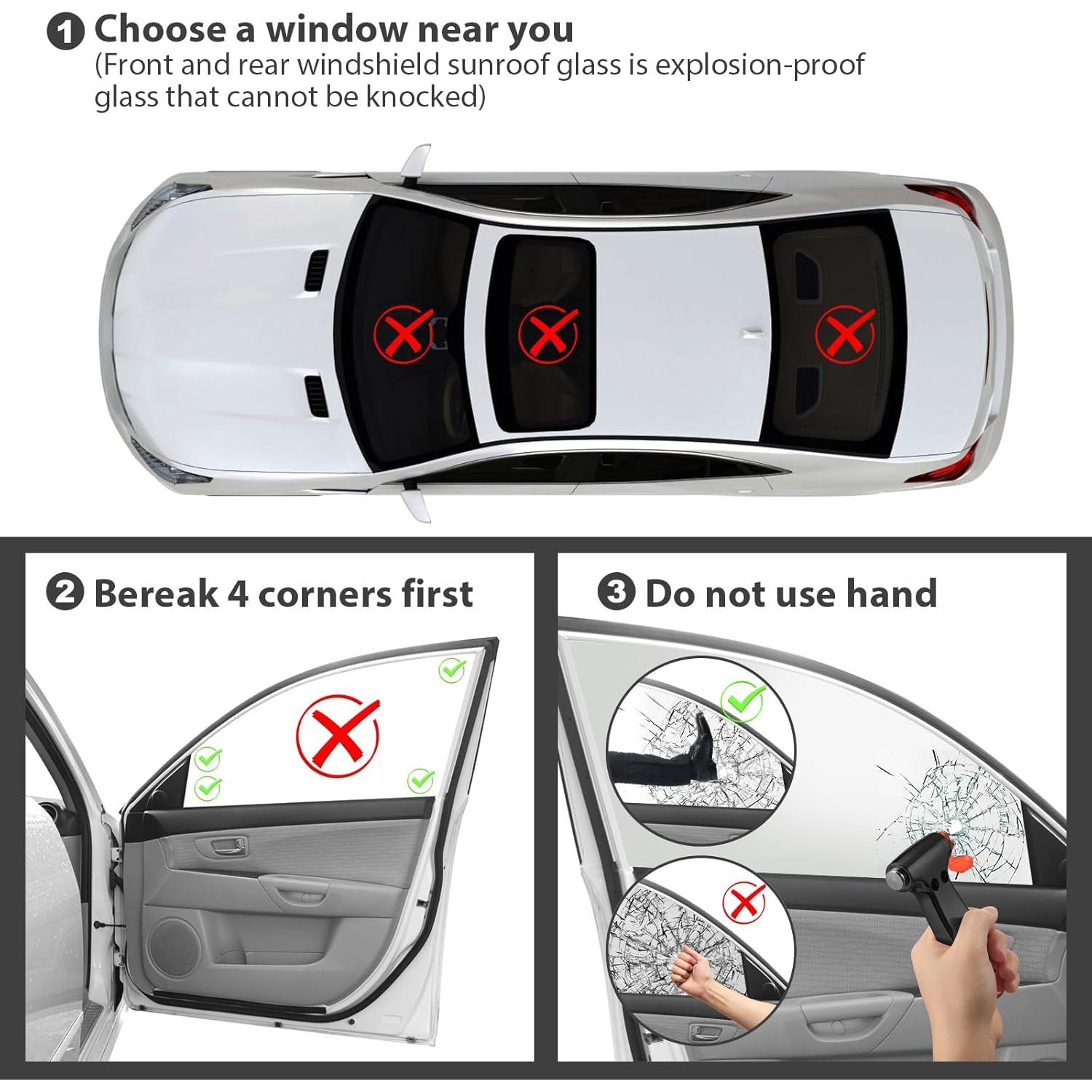 Rompe Ventanas de Auto Yiader AQCMS+DS 3 en 1 Negro Plata