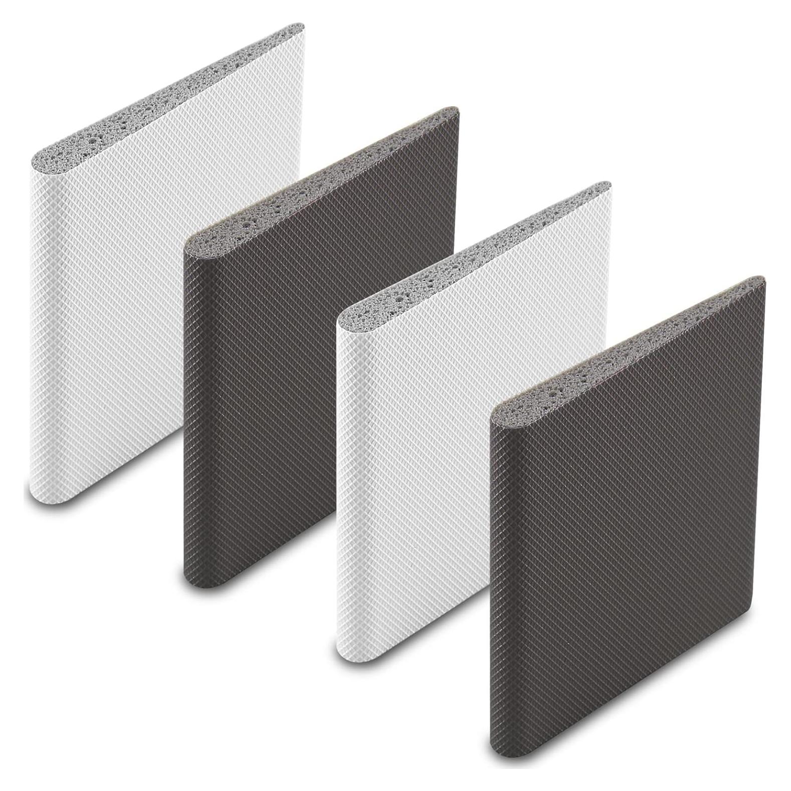 4 Pcs Door Corner Seals, Exterior Door Jamb Frame Seal, Self-Adhesive Wedge Draft Stoppers Foam Pads for Weather Stripping Noise Isolating (White & Brown)