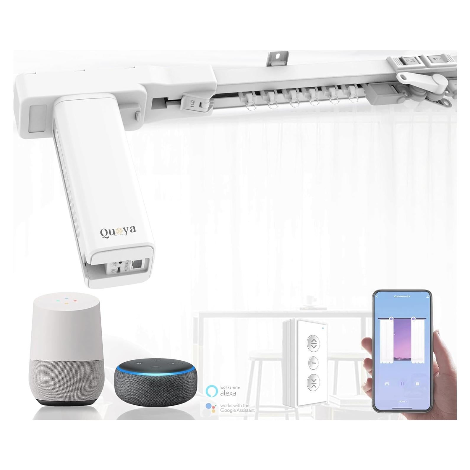 Pista de Cortina Eléctrica Quoya BL01 Ajustable 7m Control Remoto