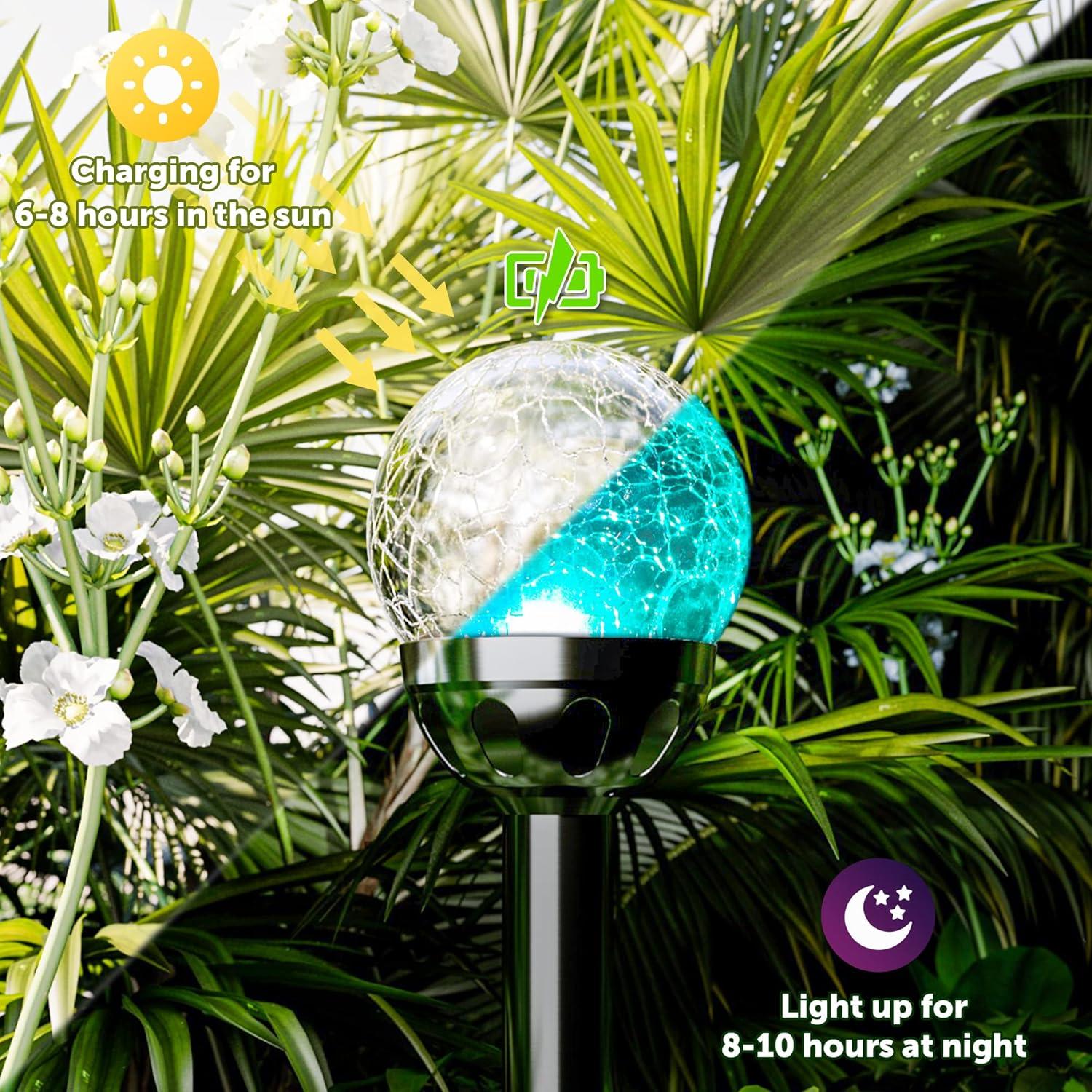 Luces Solares de Jardín GIGALUMI, Paquete de 3, LED Cambiante