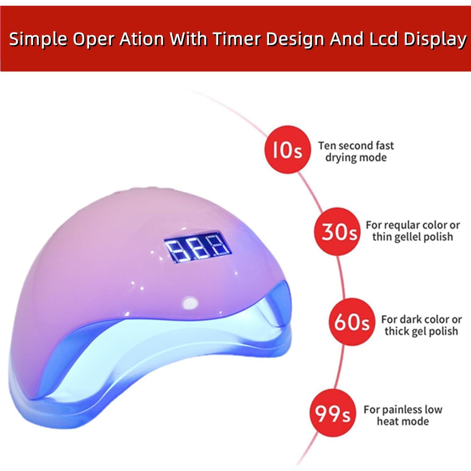 Lámpara UV LED 48W LISHUMEI para Uñas en Gel Rosa