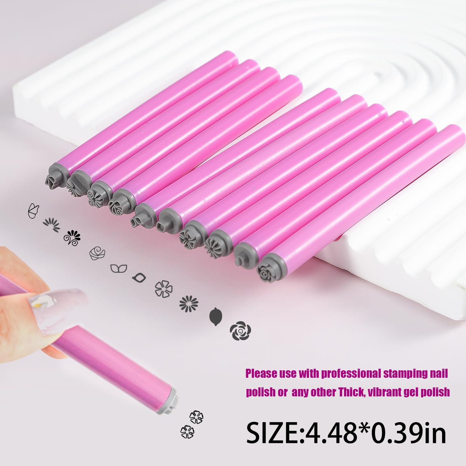 Set de 10 Bolígrafos de Estampado de Uñas WOKOTO Rosa