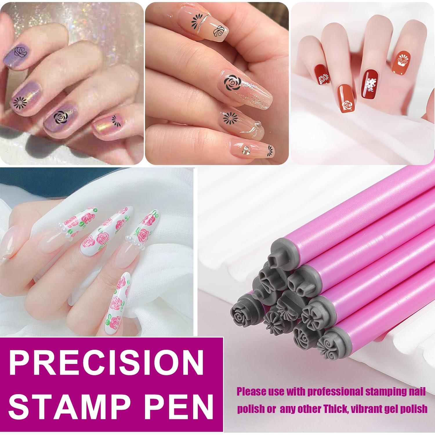 Set de 10 Bolígrafos de Estampado de Uñas WOKOTO Rosa