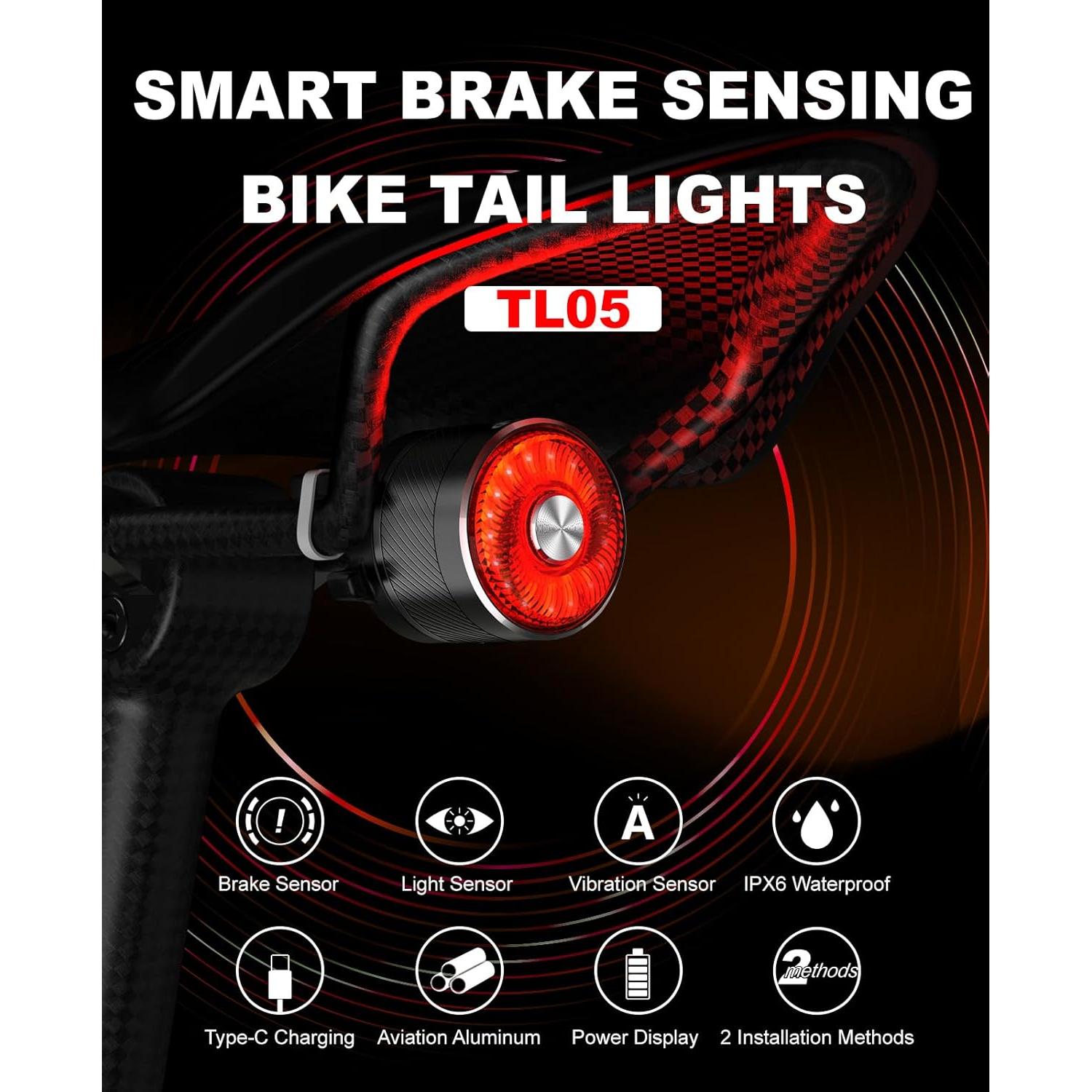 Luz Trasera de Bicicleta TOWILD TL05 LED Impermeable 5 Modos