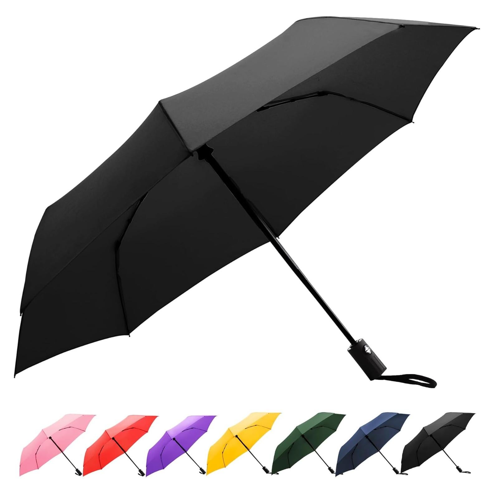 Paraguas Plegable Automático Rusuiqinsan Negro Compacto 106.68 cm