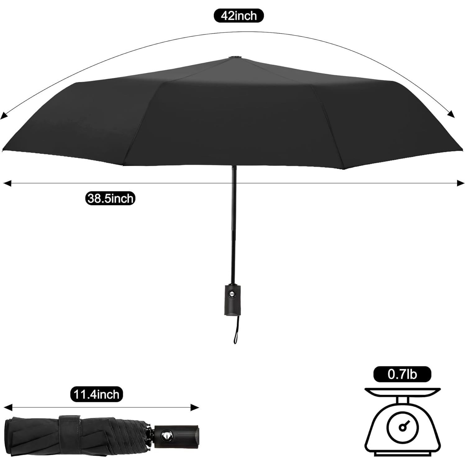 Paraguas Plegable Automático Rusuiqinsan Negro Compacto 106.68 cm