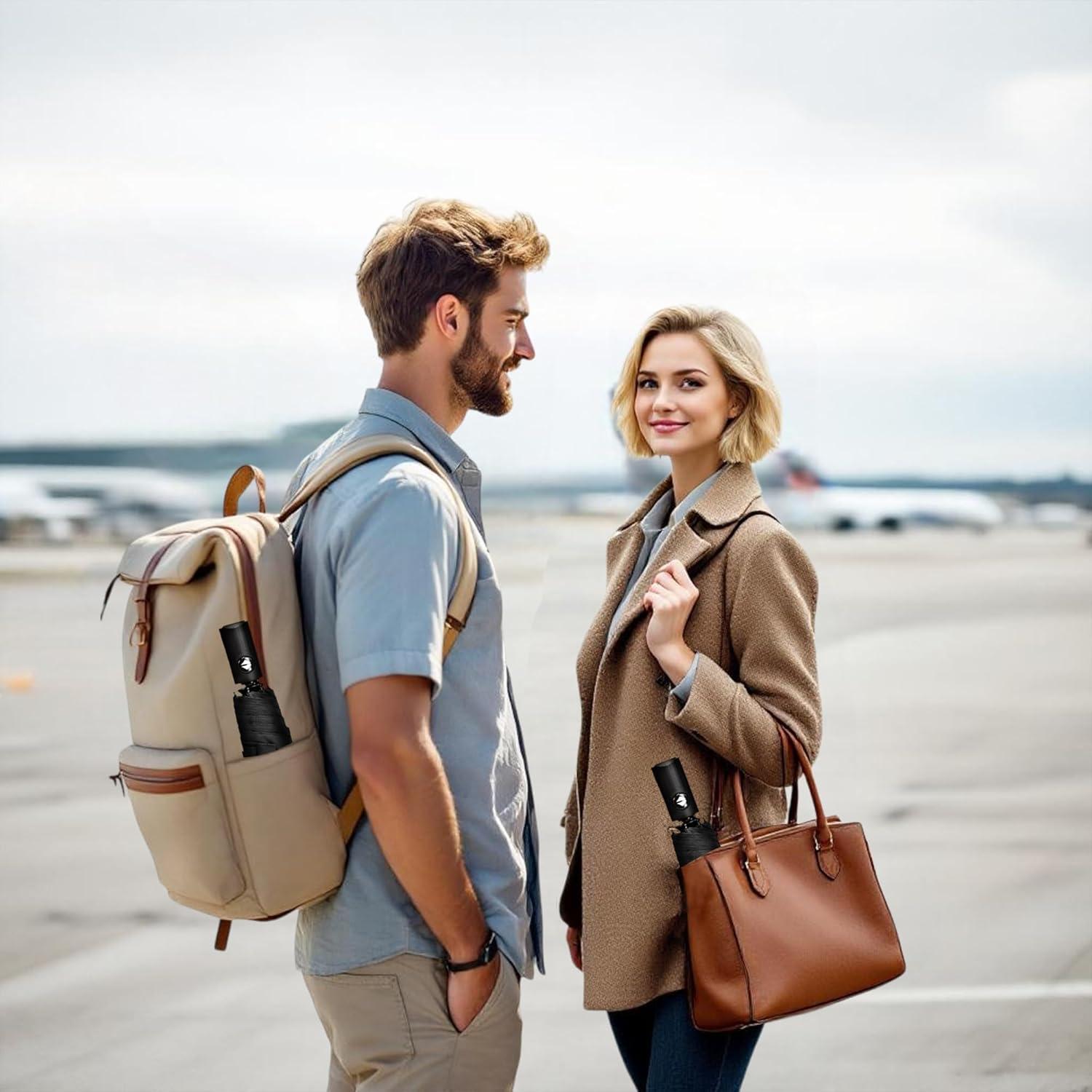 Paraguas Plegable Automático Rusuiqinsan Negro Compacto 106.68 cm