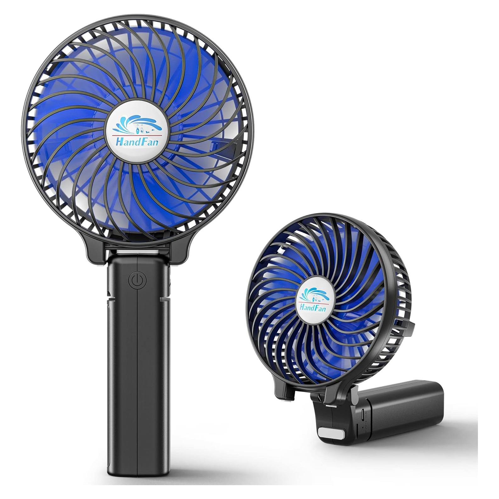 Ventilador de Mano Portátil HandFan 2000mAh Plegable USB Negro/Azul