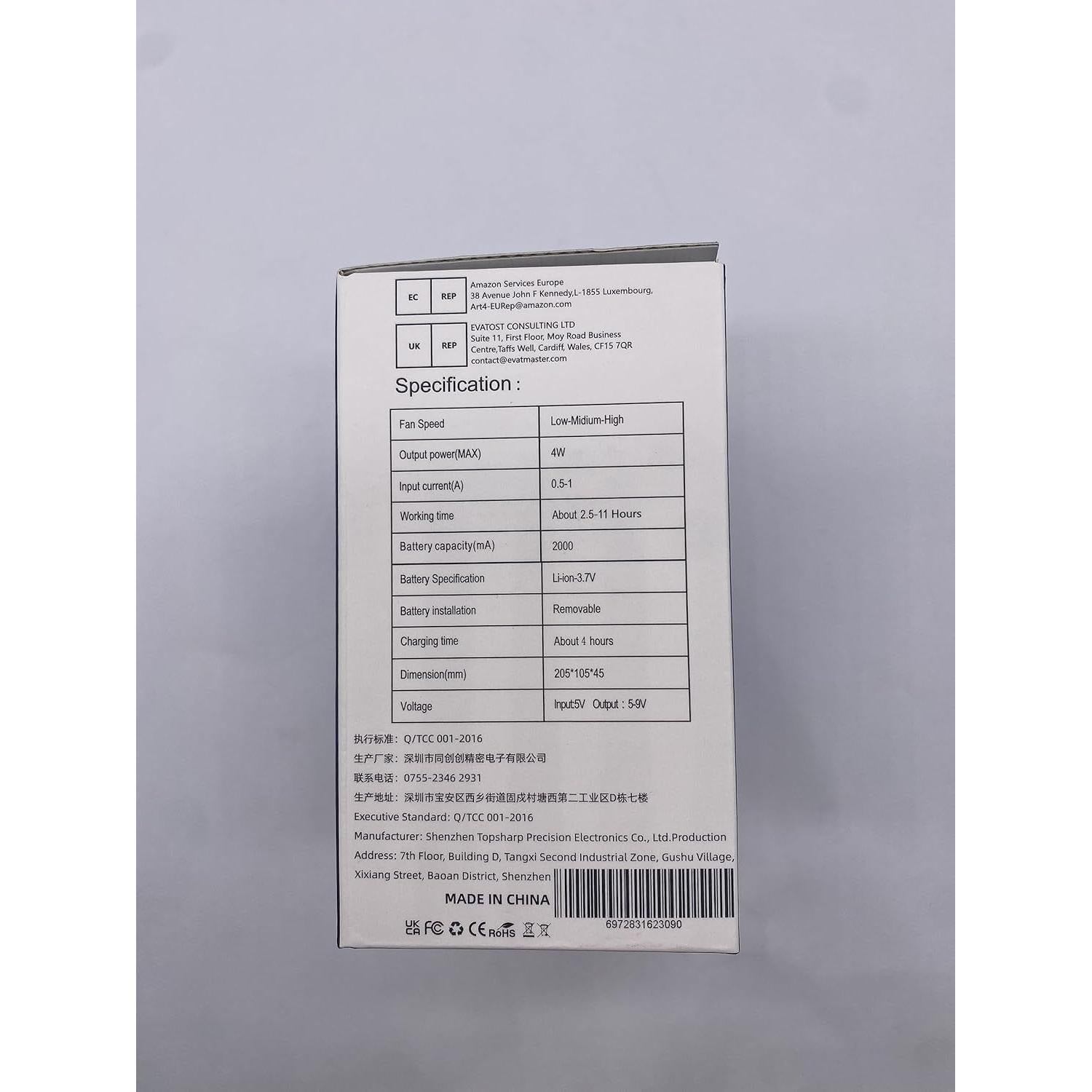 Ventilador de Mano Portátil HandFan 2000mAh Plegable USB Negro/Azul