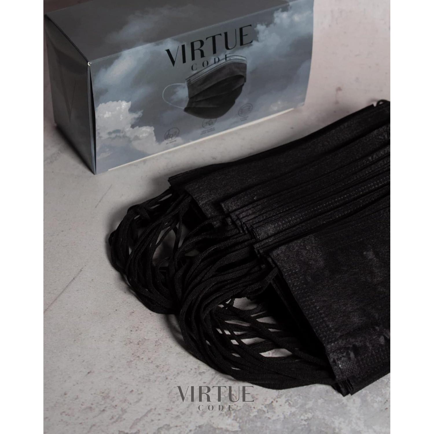Mascarillas Desechables VIRTUE CODE 3 Capas Color Negro 50 Unidades