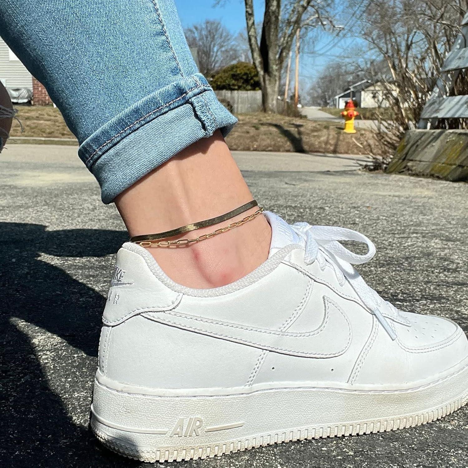 Conjunto de Pulseras de Tobillo de Oro 14K DEARMAY 3 Piezas