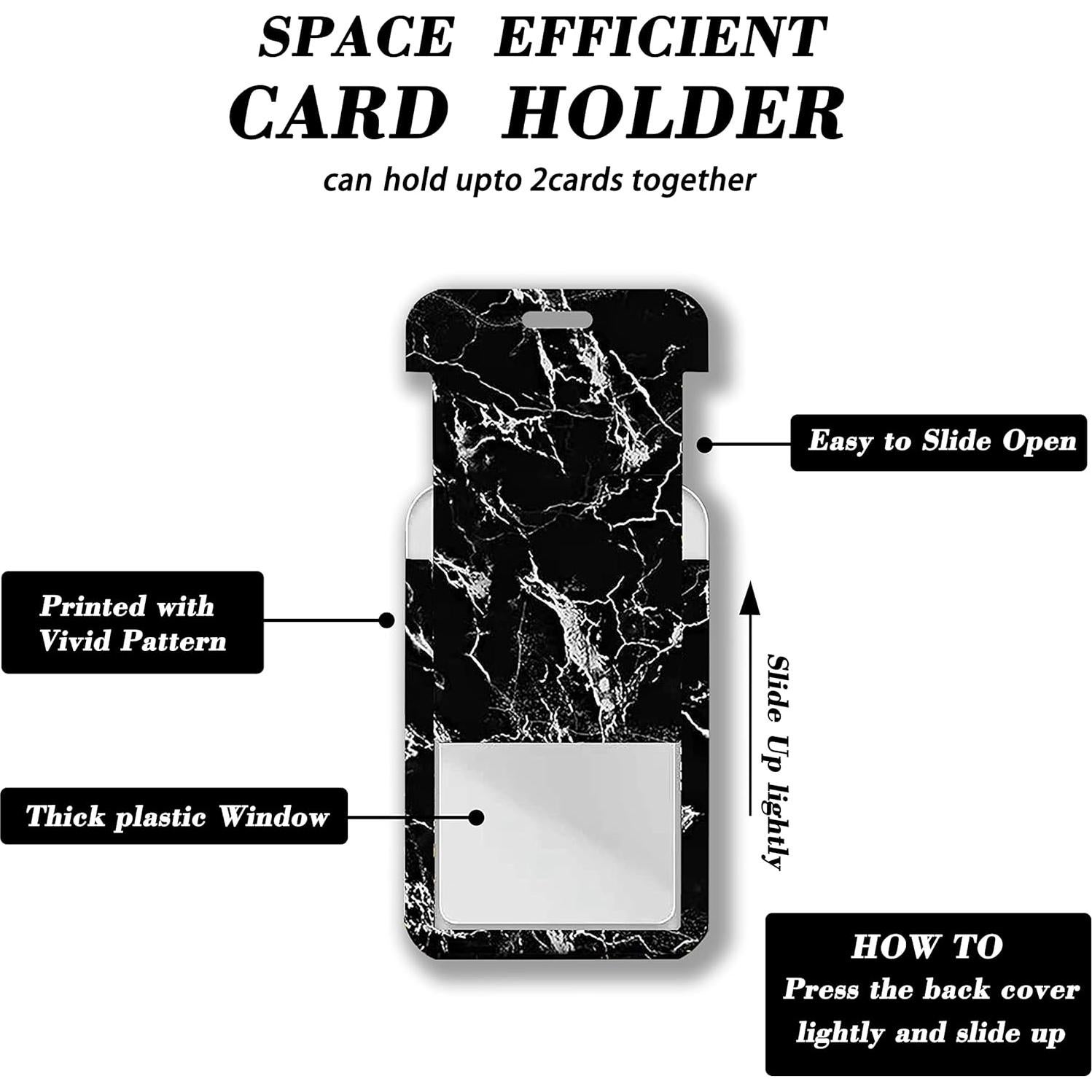 Porta Credencial Retráctil Coaott Mármol Negro con Clip