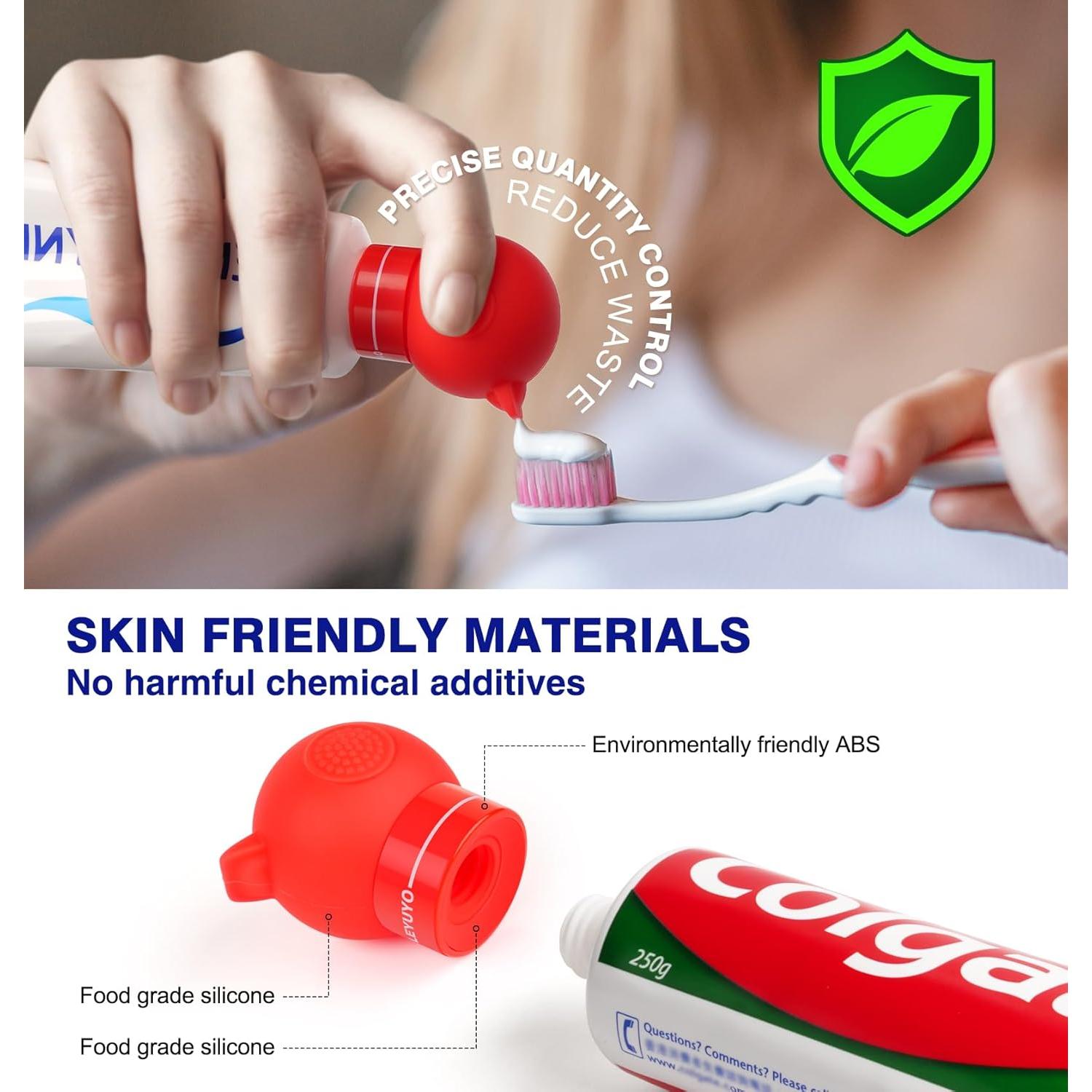 Dispensador de Pasta de Dientes Silicona LEYUYO Rojo 1 Unidad