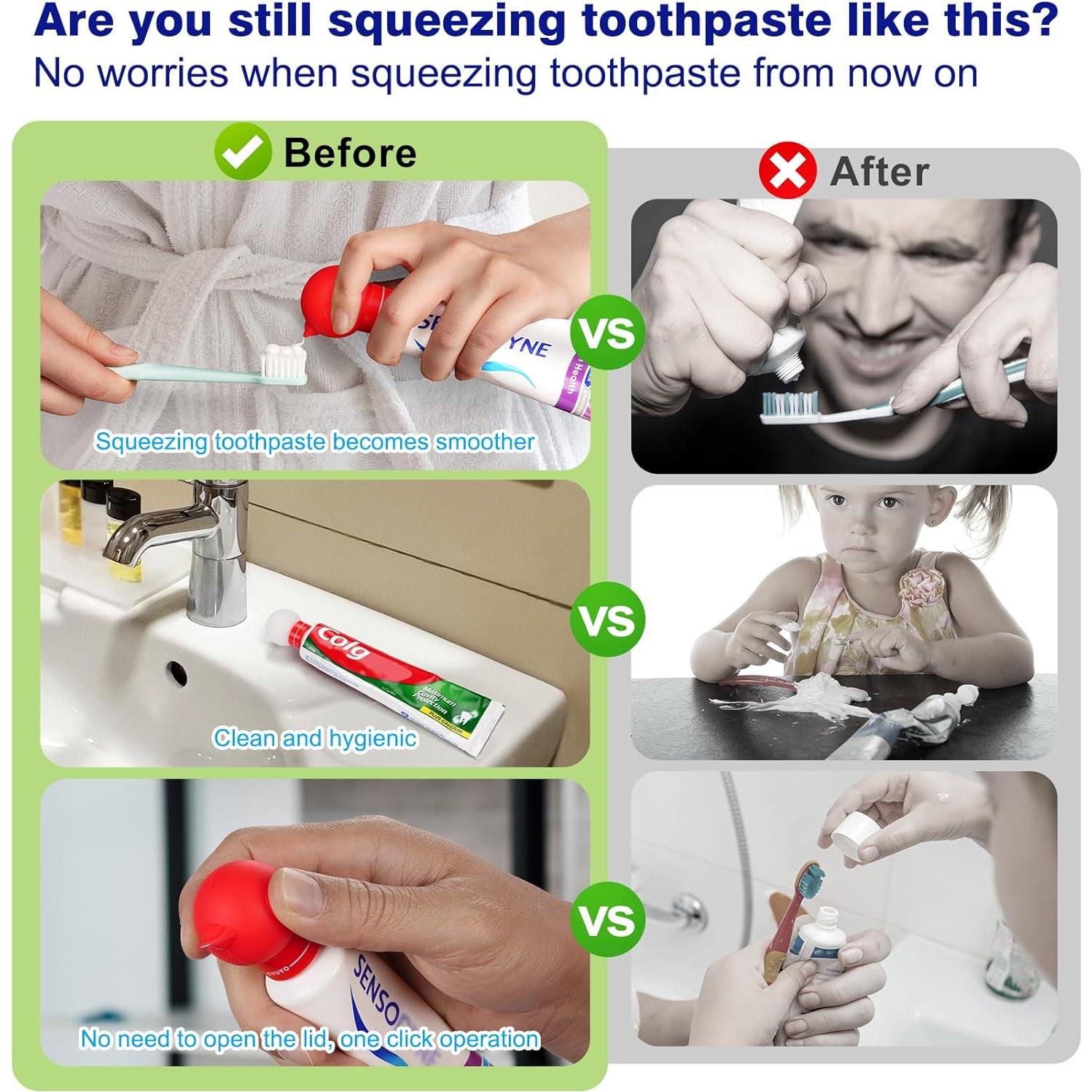 Dispensador de Pasta de Dientes Silicona LEYUYO Rojo 1 Unidad