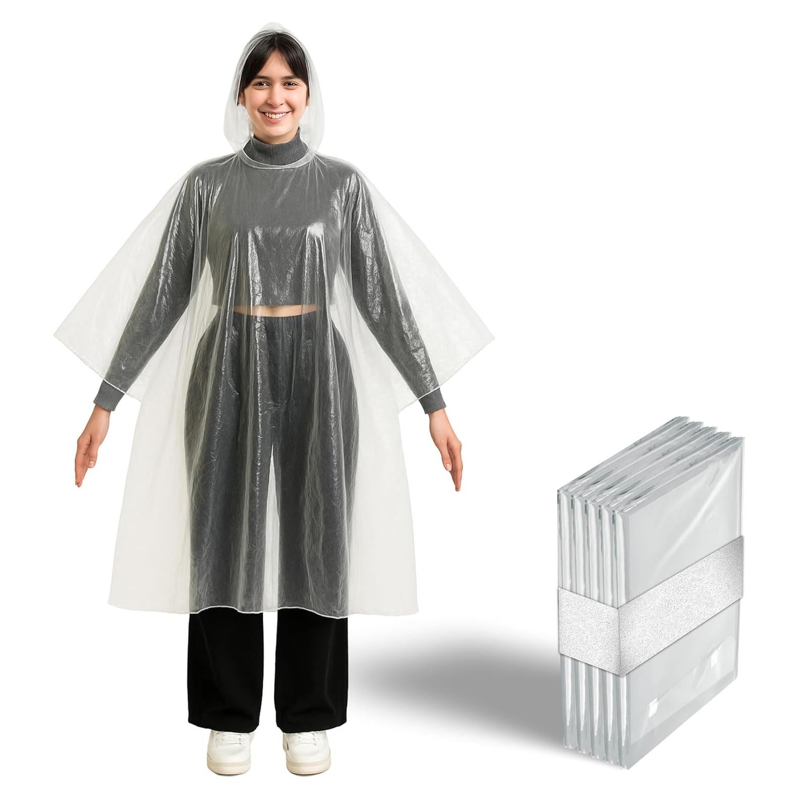 Ponchos de Lluvia Desechables Transparentes 5 Unidades - Impermeables