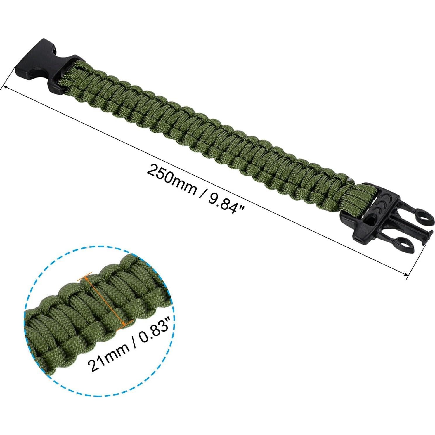 Pulseras de Paracord de Supervivencia PATIKIL - Paquete de 3, Verde Militar